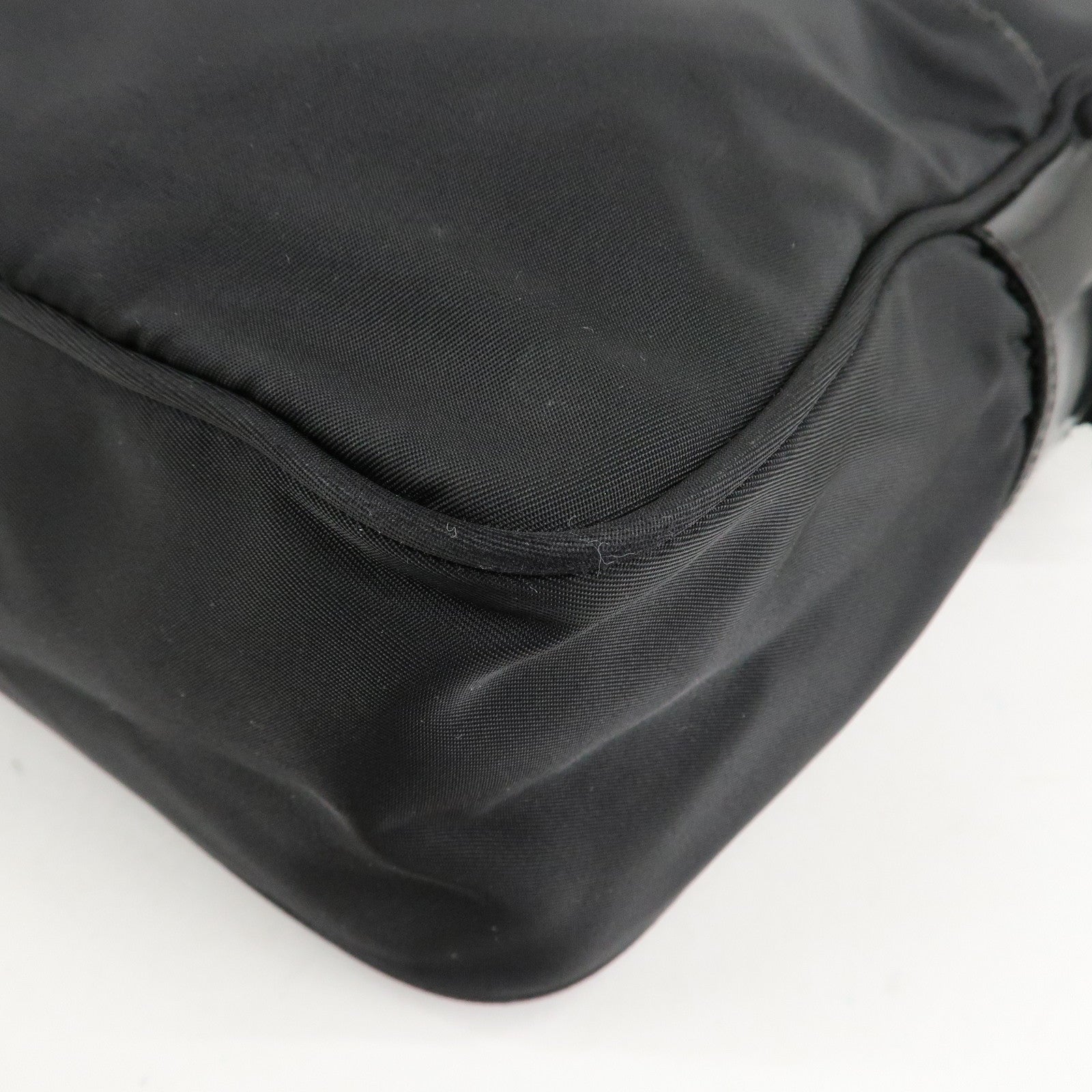 PRADA Logo Nylon Leather Shoulder Bag Crossbody Bag Black Used