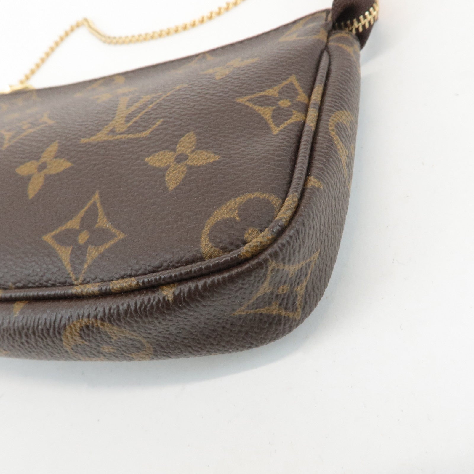 Louis Vuitton Bucket PM Pouch Hand Bag Brown Gold Hardware Used