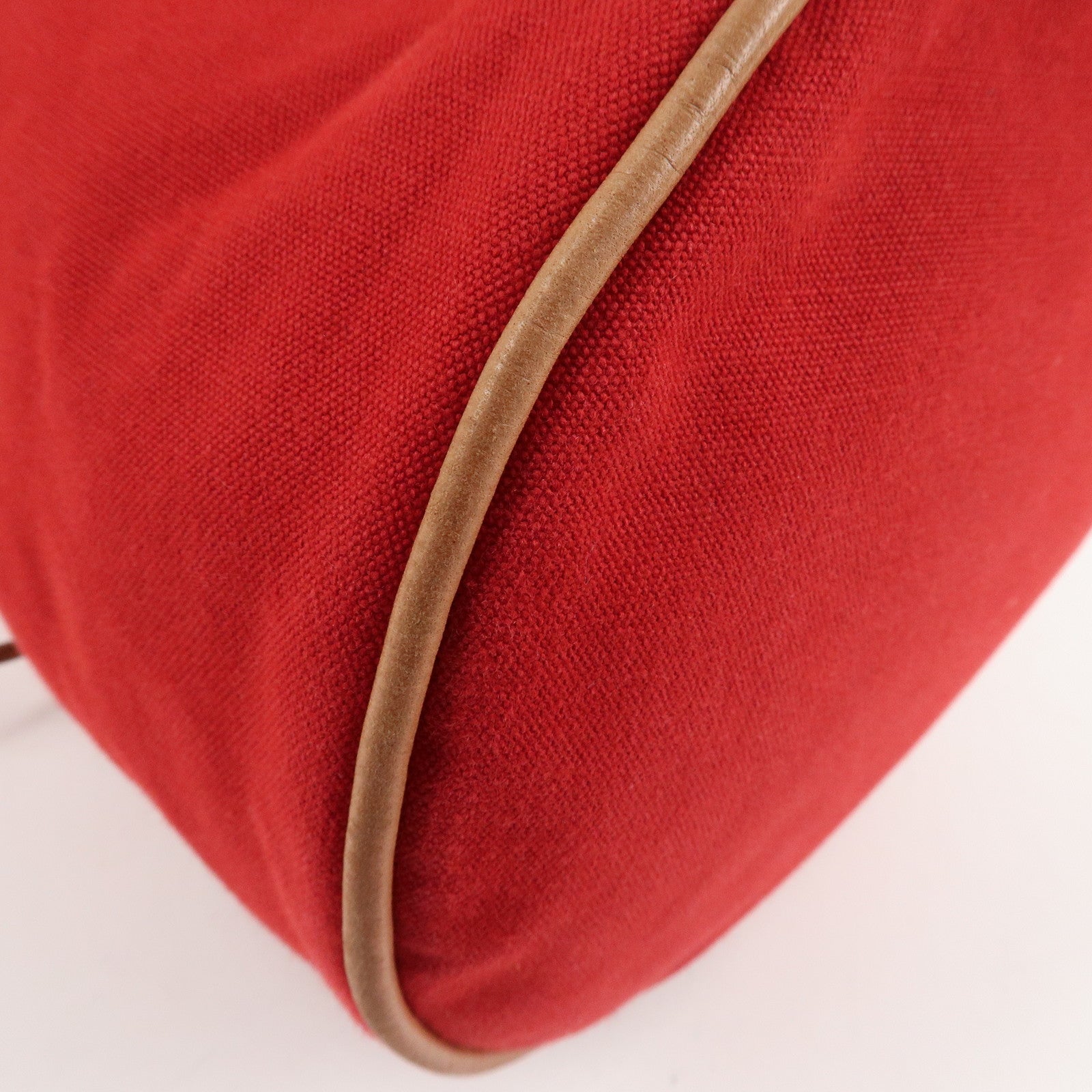 HERMES Canvas Leather Porochon Mimil PM Shoulder Bag Red Used