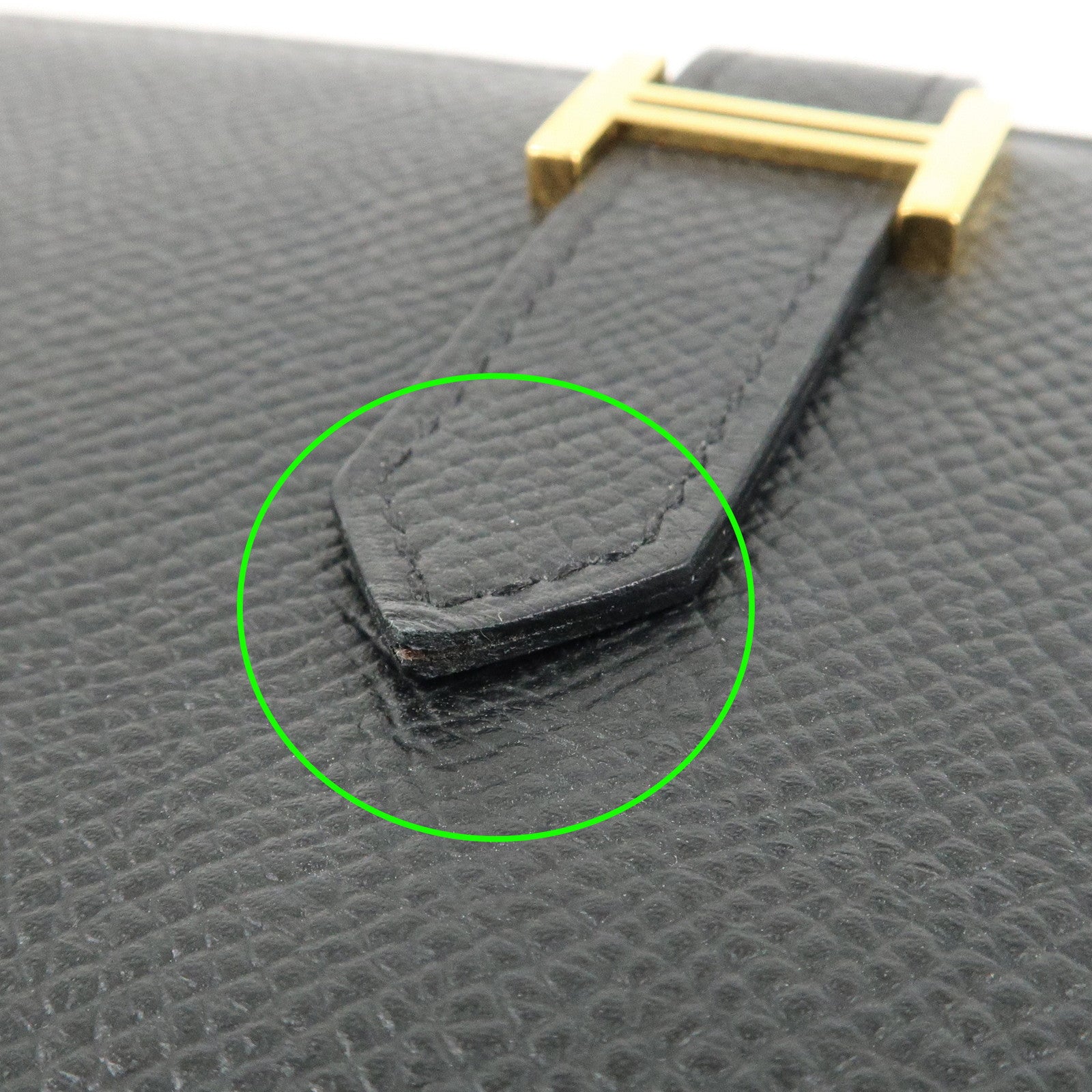 HERMES Leather Bearn Long Wallet M Stamped (around 2009) Black Used