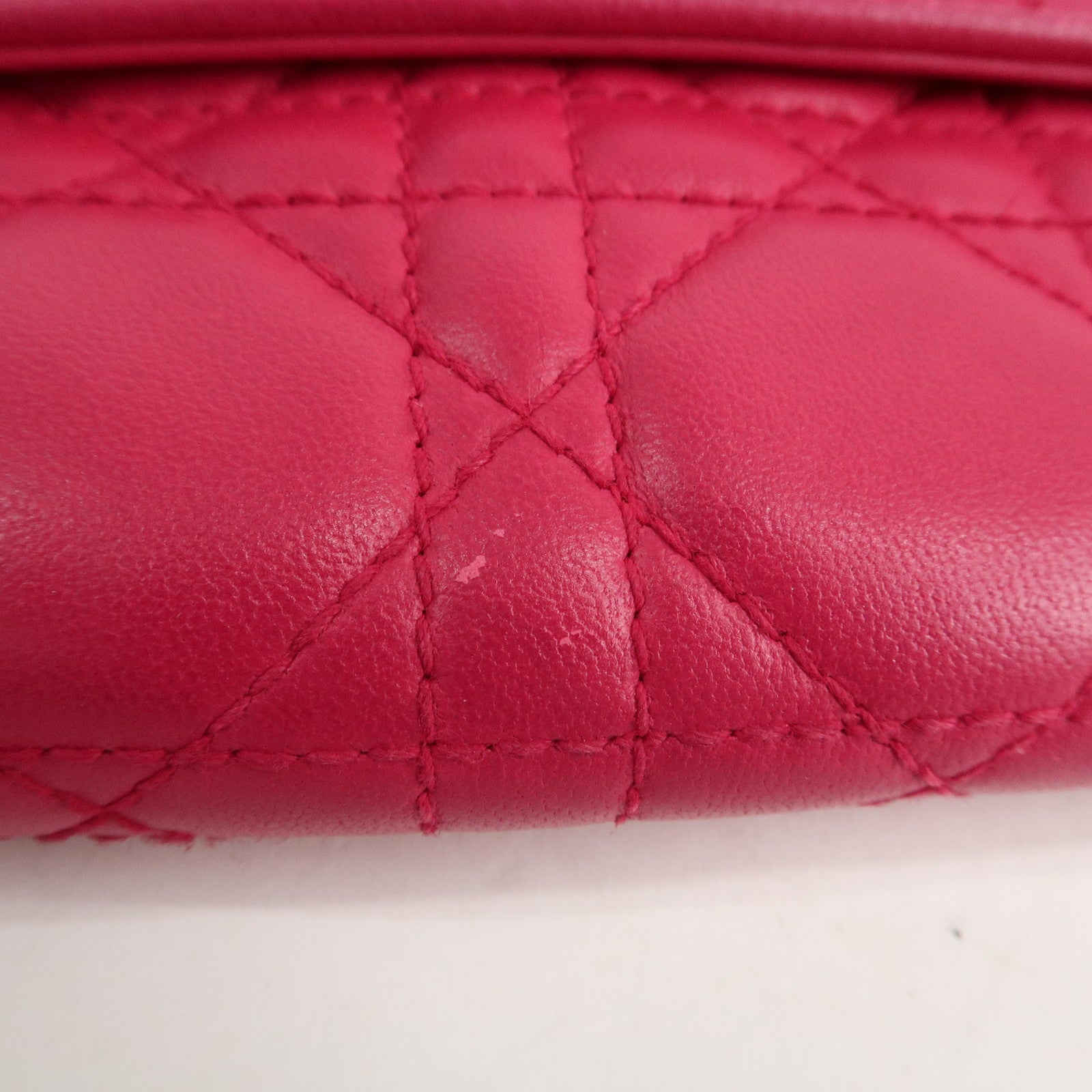 Christian Dior Cannage Leather Chain Long Wallet Pink Used