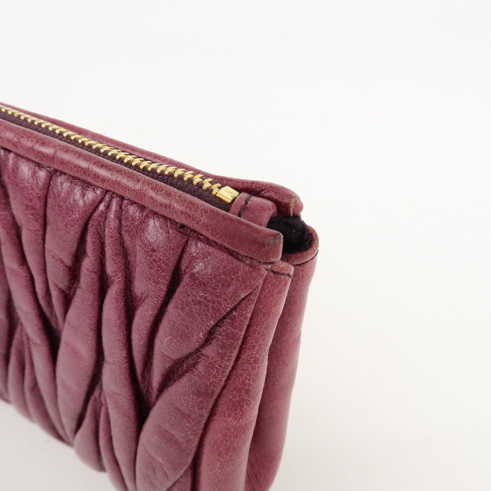 MIU MIU Matelasse Leather Pouch Clutch Bag Second Bag Purple Used