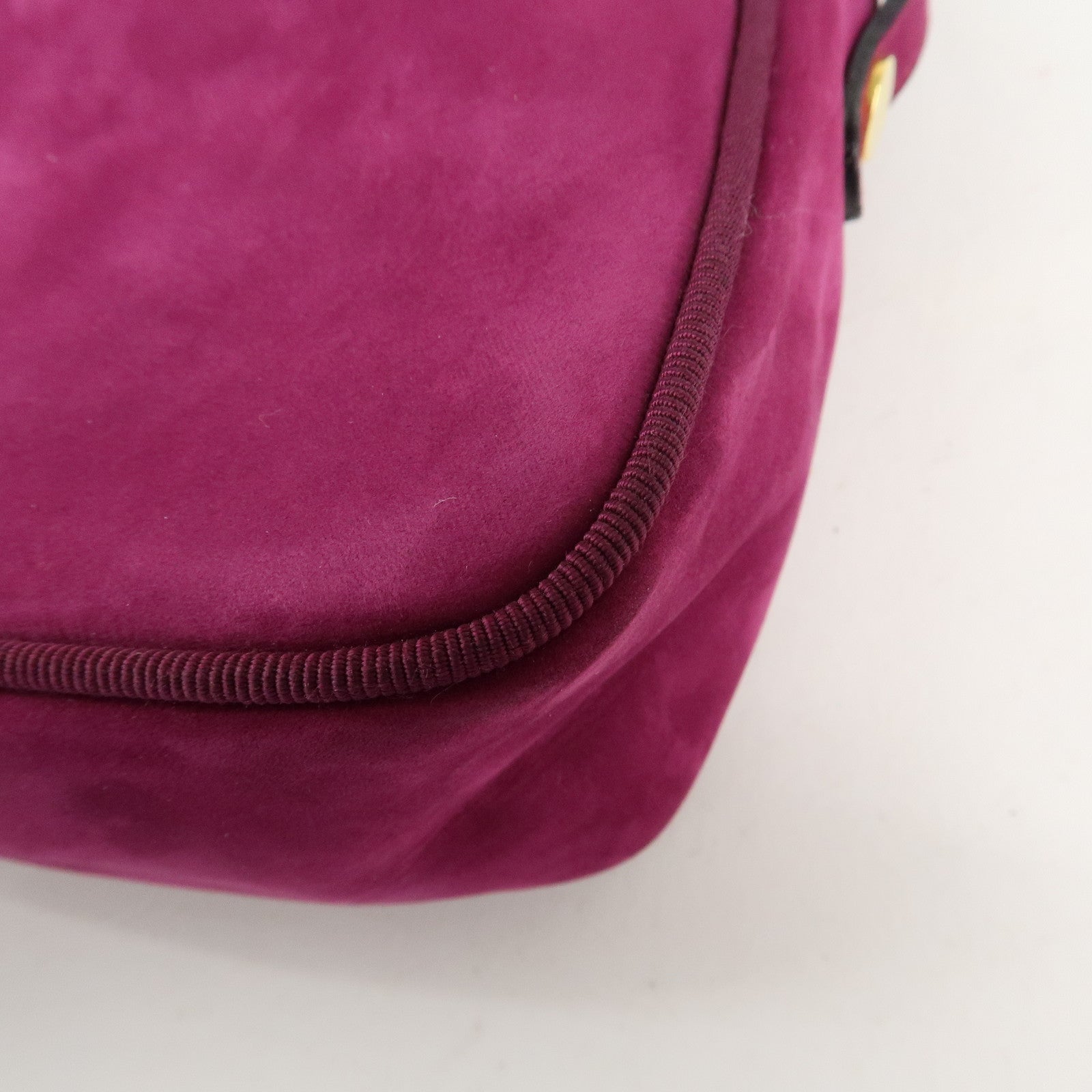 Ferragamo Vara Ribbon Suede Leather Shoulder Bag Purple Used
