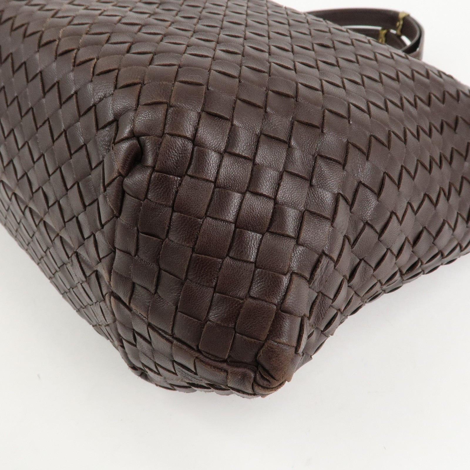 BOTTEGA VENETA Intrecciato Leather Tote Bag Dark Brown 162197 Used