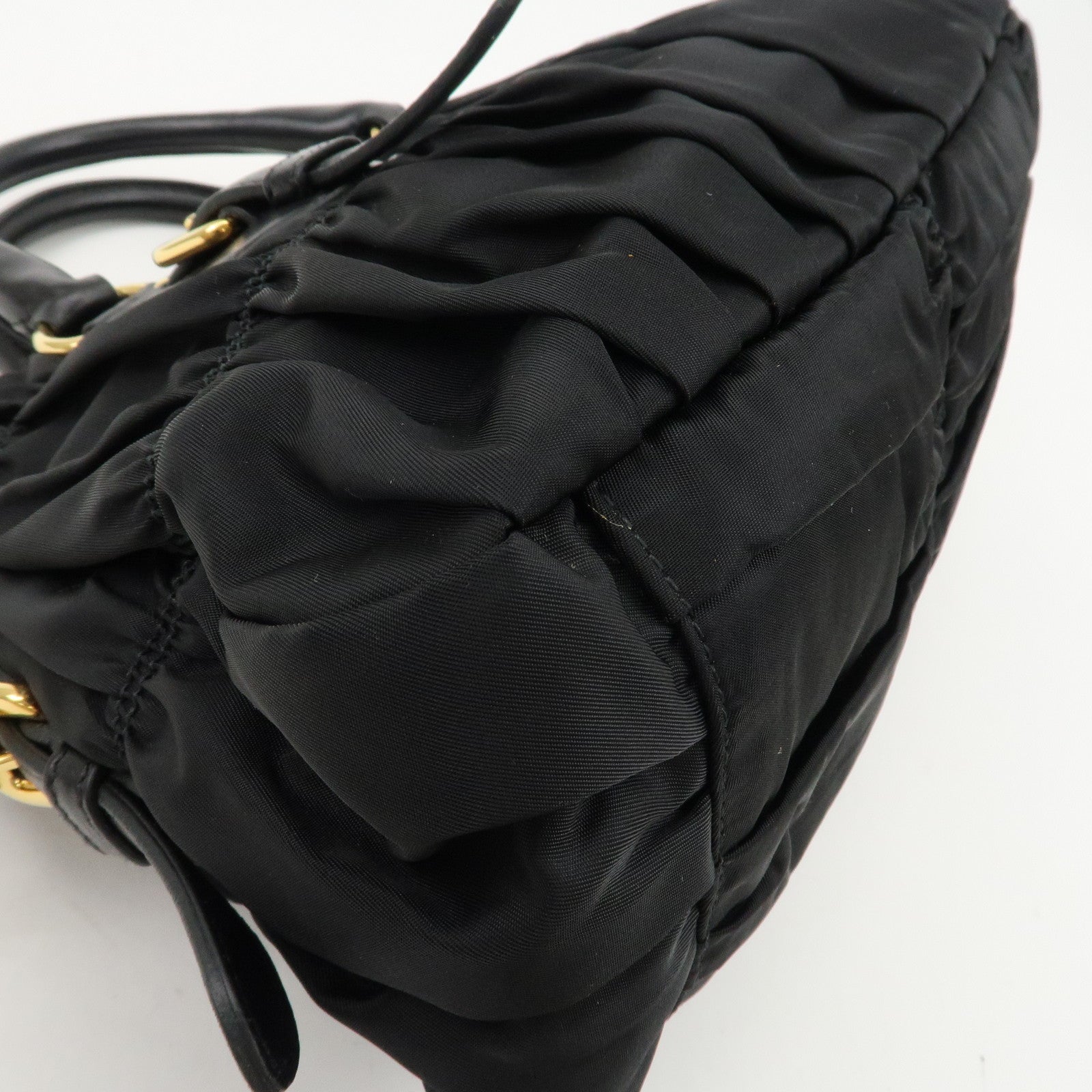 PRADA Logo Nylon Leather 2Way Bag Hand Bag Black NERO BN1407 Used