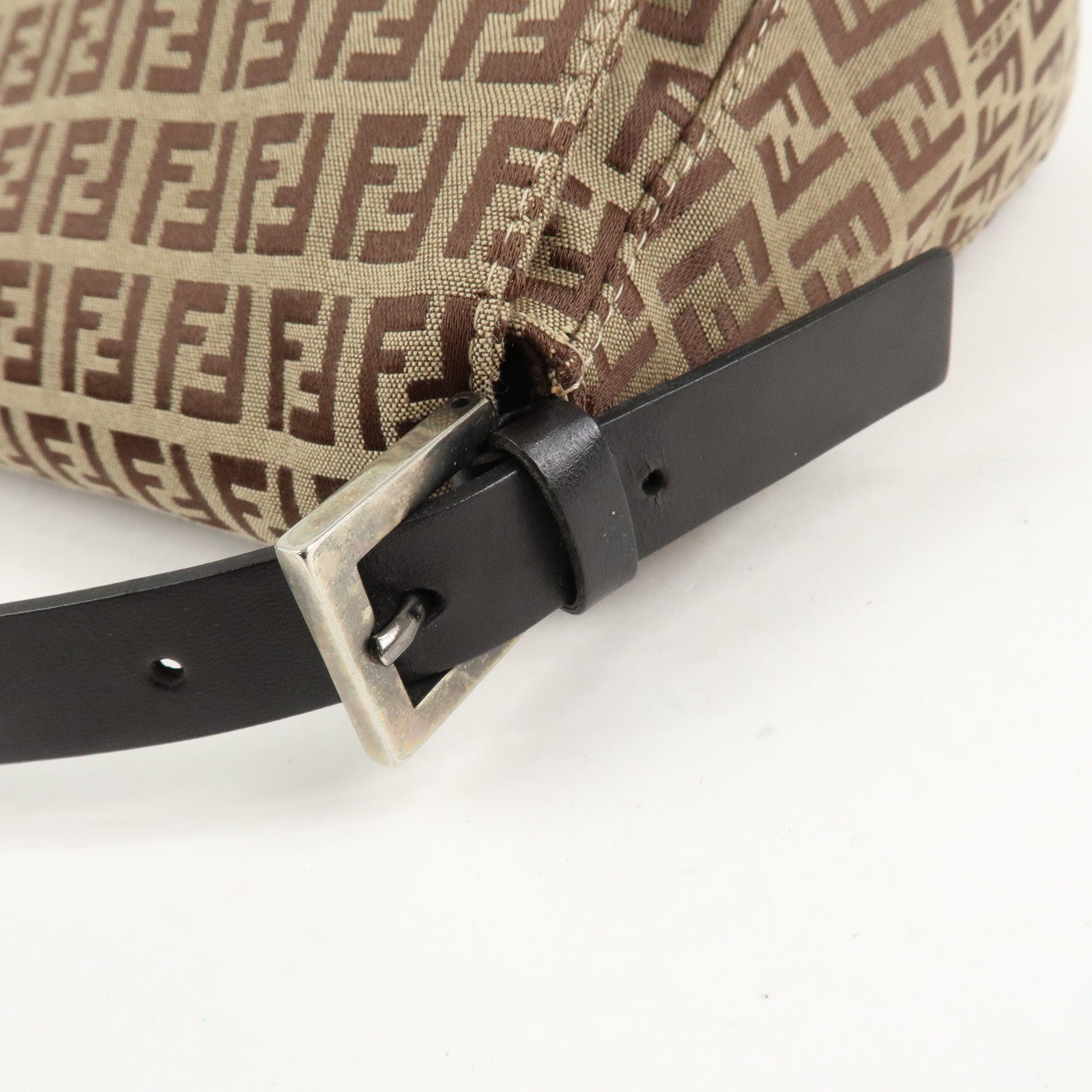 FENDI Zucchino Canvas Leather Mamma Bucket Shoulder Bag 8BR001 Used