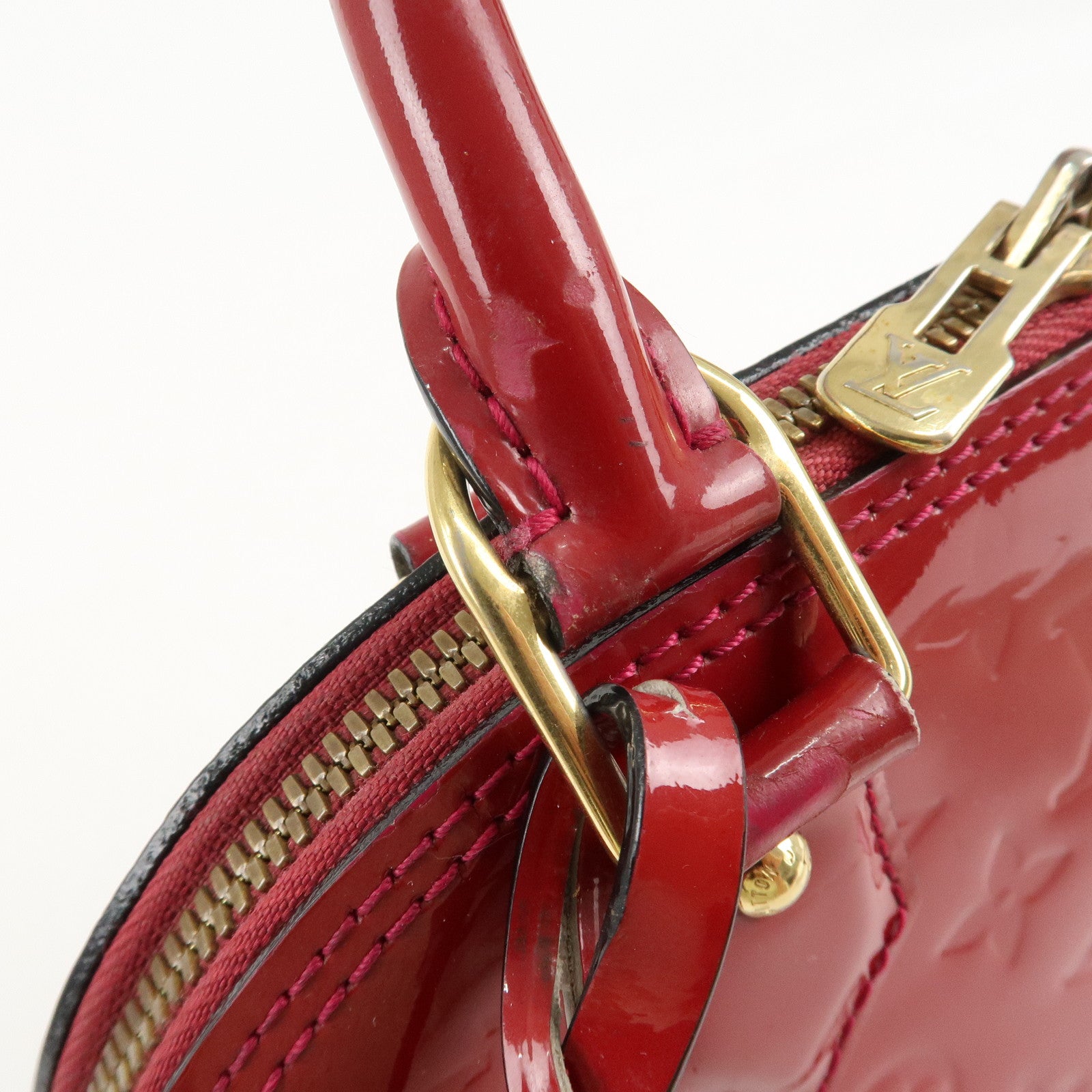 Louis Vuitton Monogram Vernis Alma BB 2Way Bag Red M91606 Used
