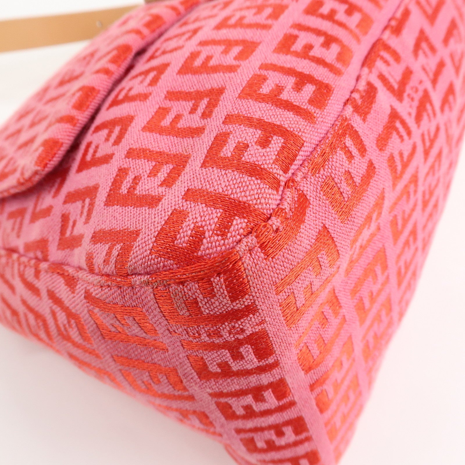 FENDI Mamma Baguette Zucchino Canvas Leather Shoulder Bag 8BR001 Used