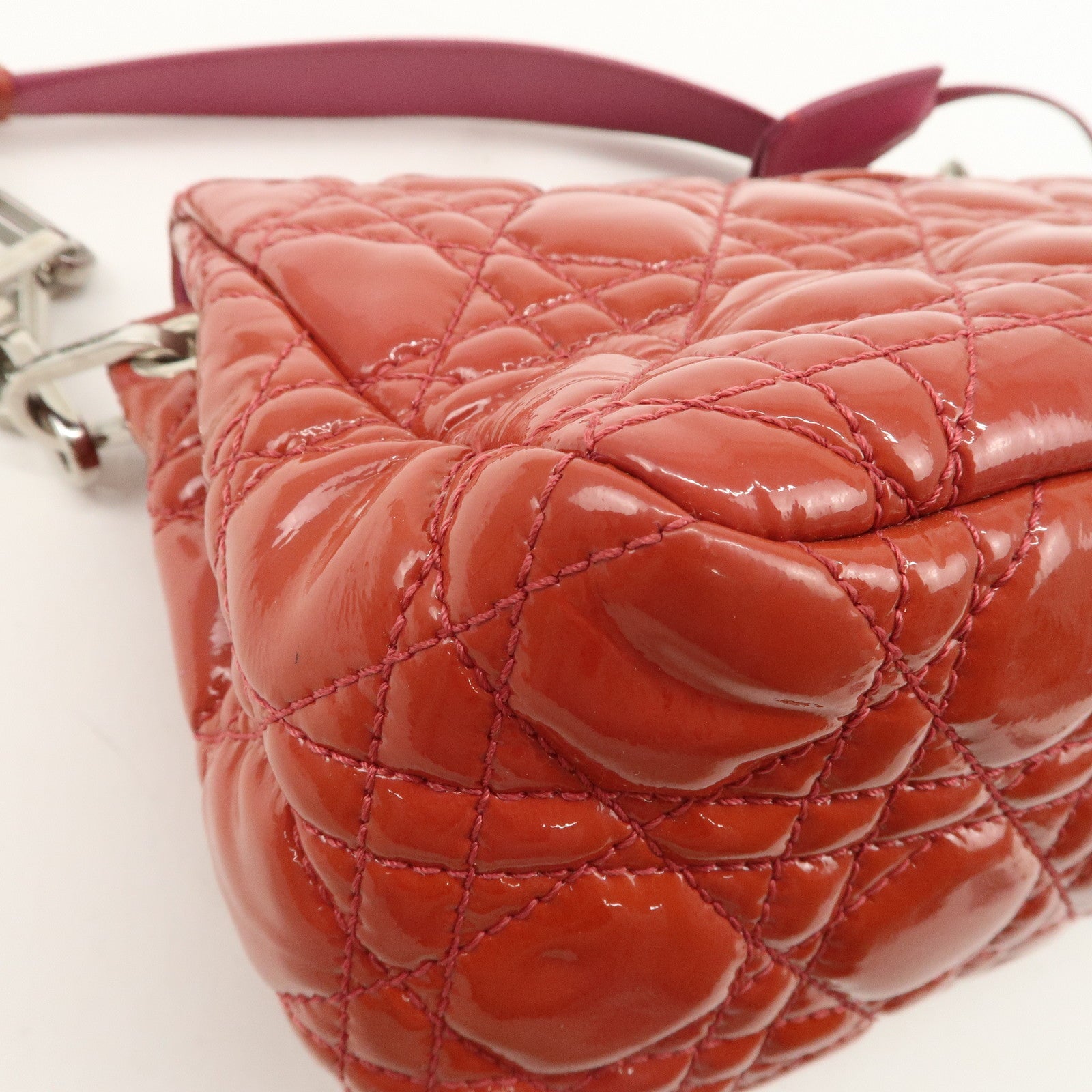 Christian Dior Cannage Patent Leather Chain Shoulder Bag Used