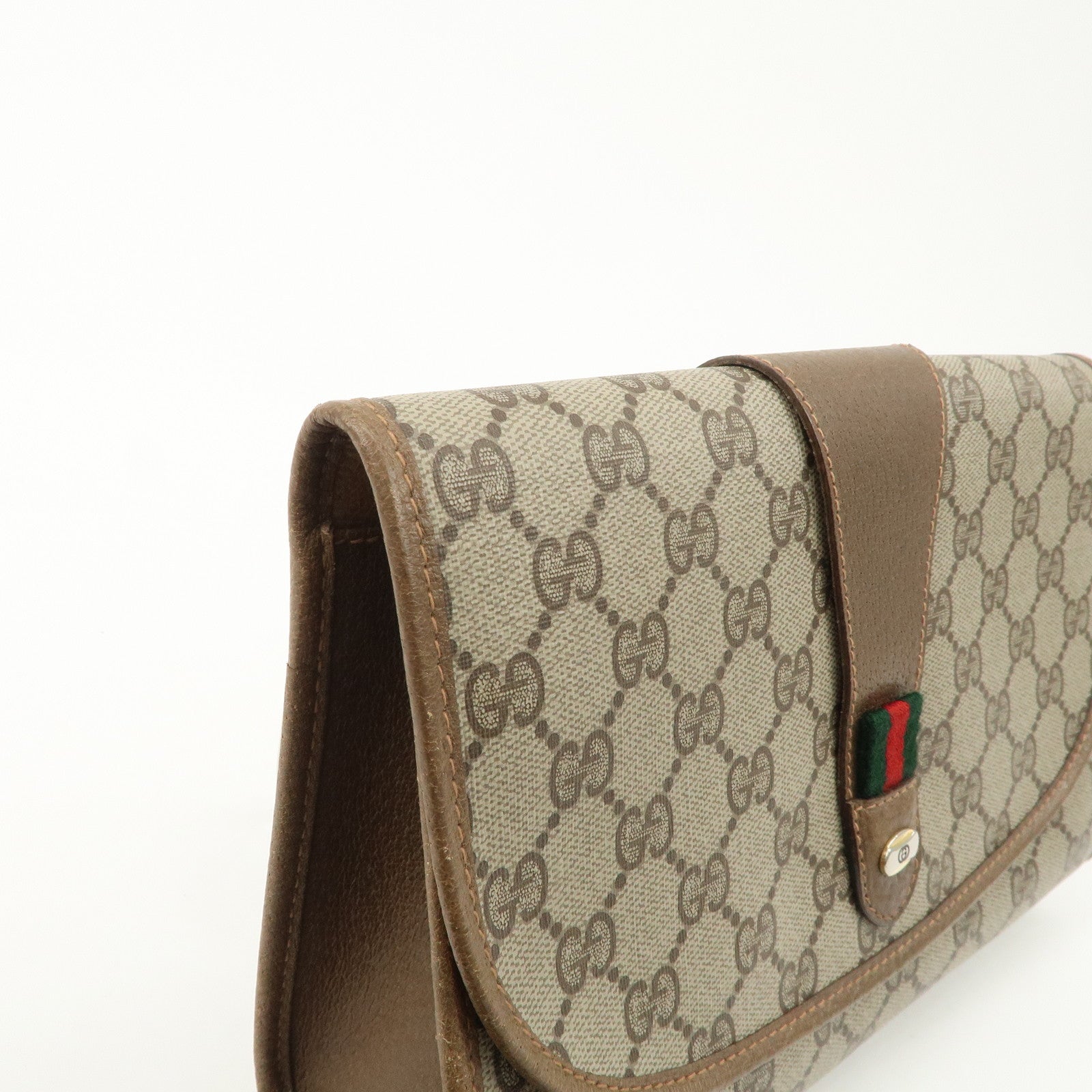 GUCCI Old Gucci Sherry GG Plus Leather Clutch Bag 89.01.030 Used