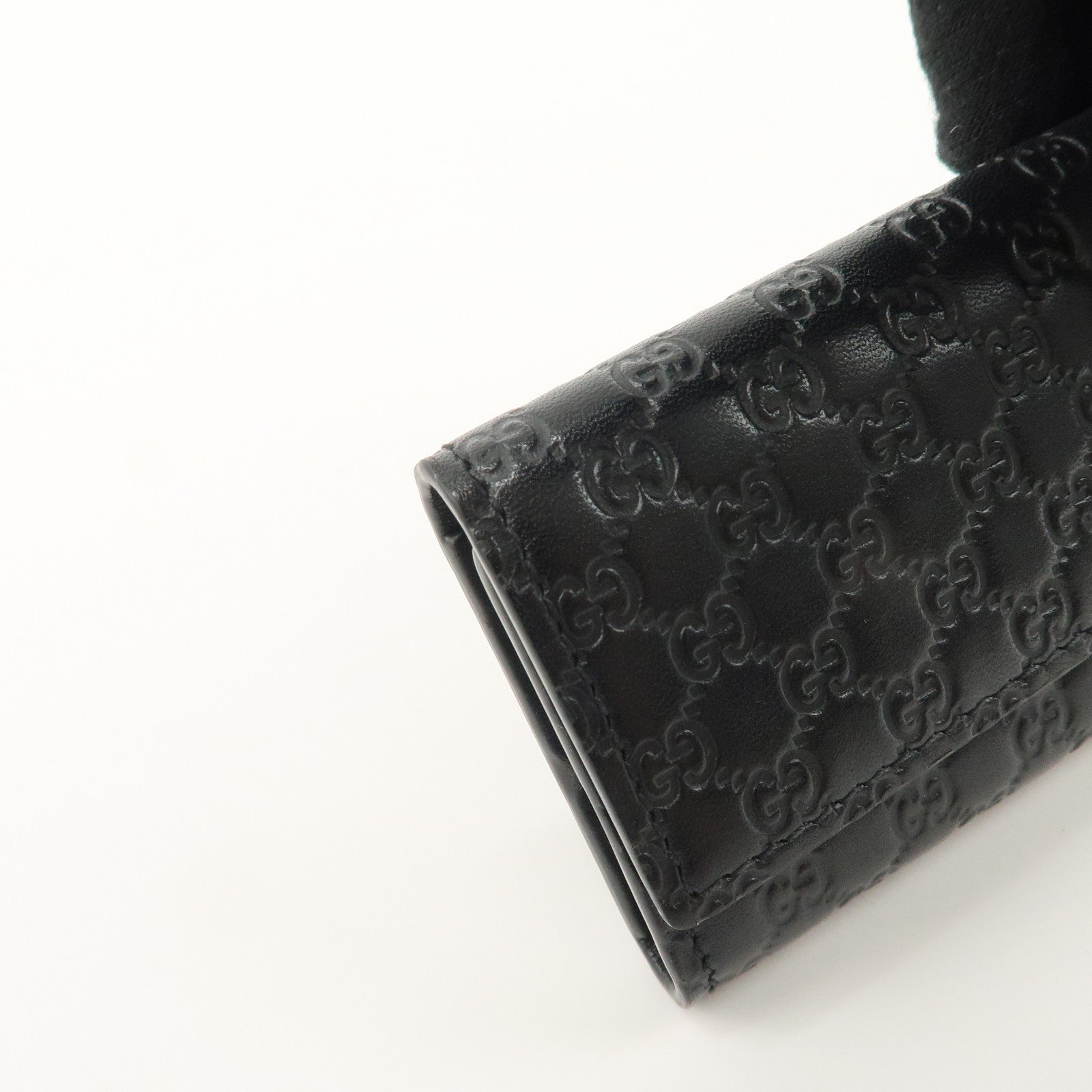 GUCCI Micro Guccissima Leather 6 Rings Key Case Black 150402 Used