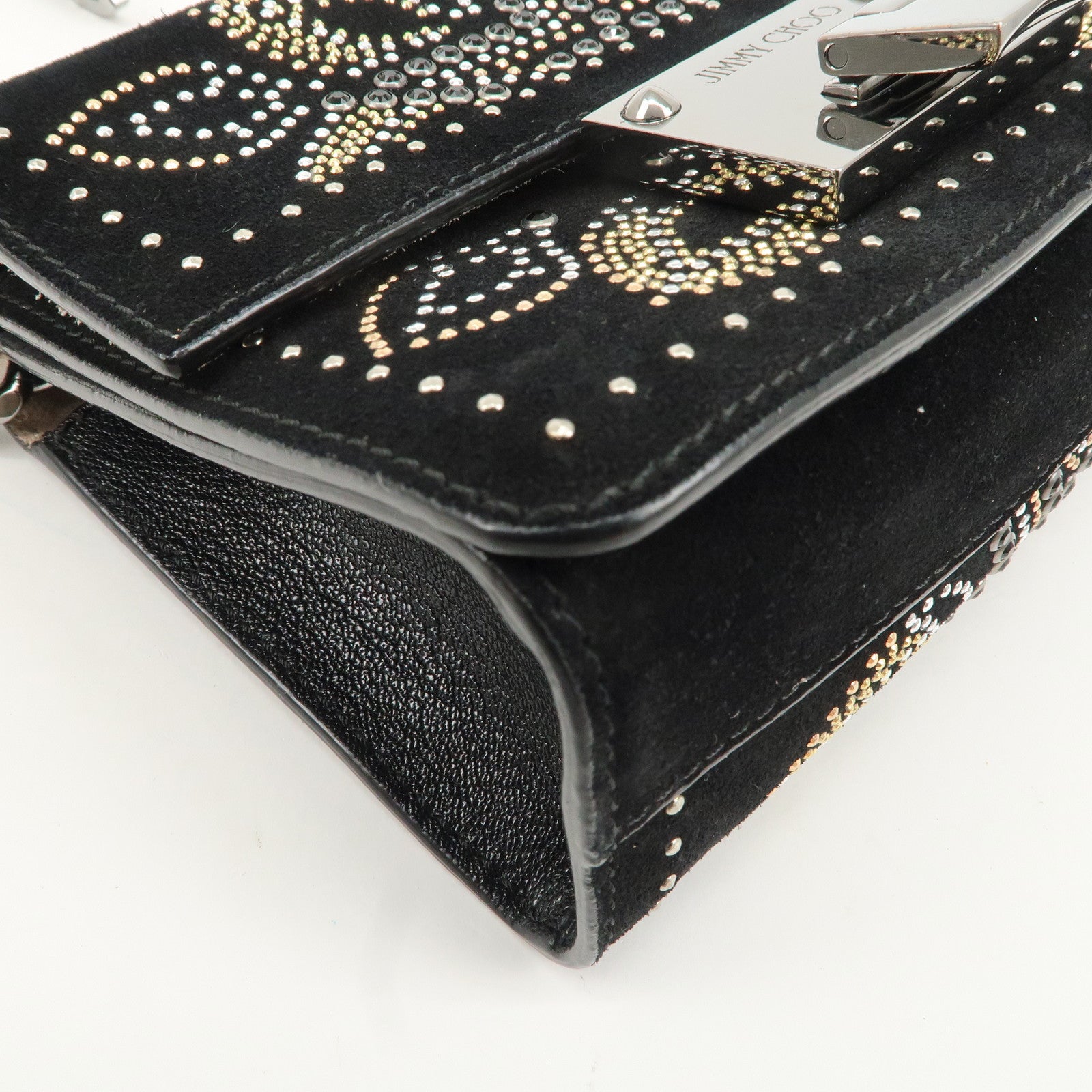 JIMMY CHOO Suede Leather Level Soft Mini Chain Shoulder Bag Used