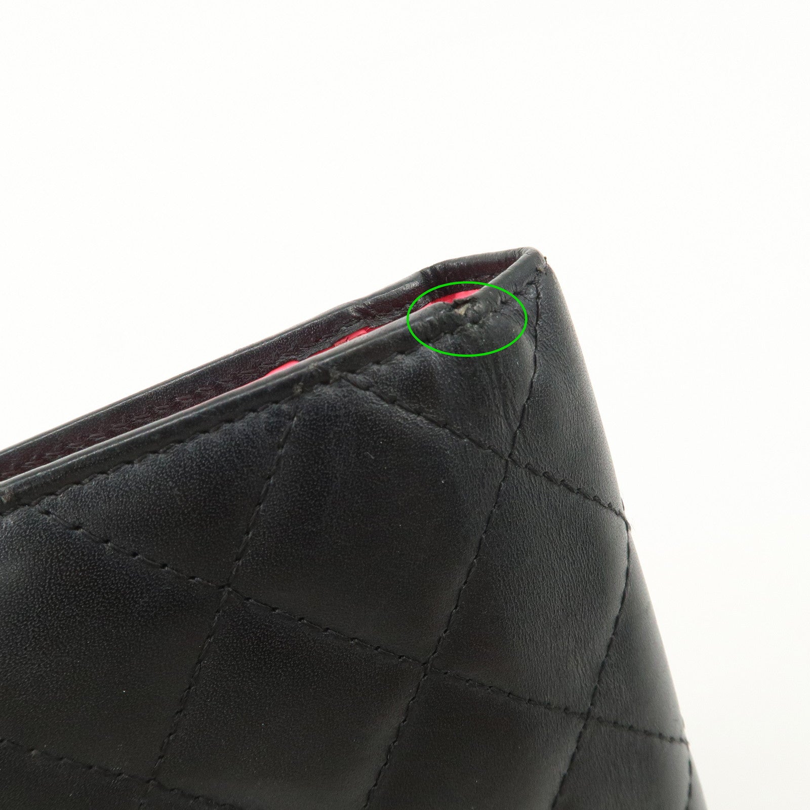 CHANEL Cambon Line Patent Leather Bi-fold Wallet Black A26717 Used