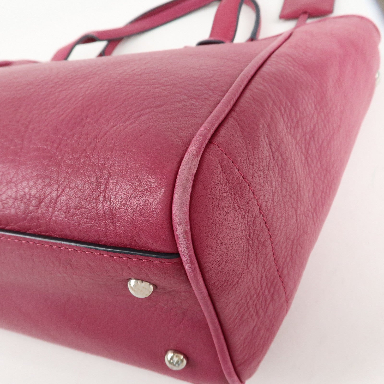 LOEWE Leather Tote Bag Hand Bag Shoulder Bag Medium Pink Used