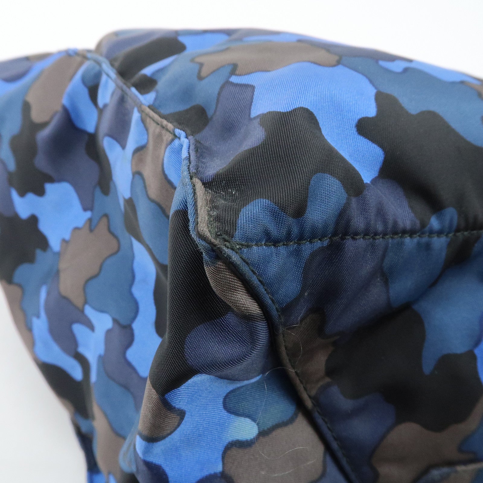 PRADA Logo Camouflage Nylon Leather 2Way Tote Shoulder Bag Used