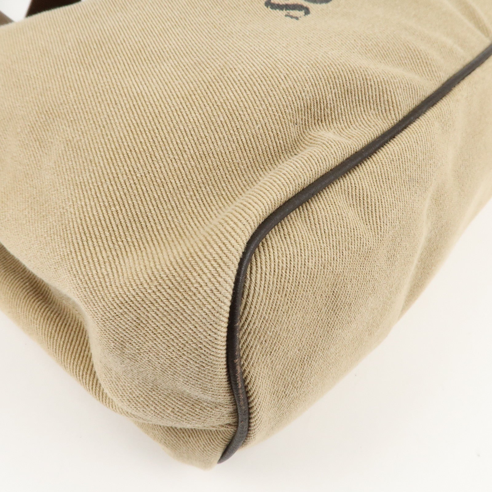 FENDI Canvas Leather Tote Bag Shoulder Bag Hand Bag Beige Used