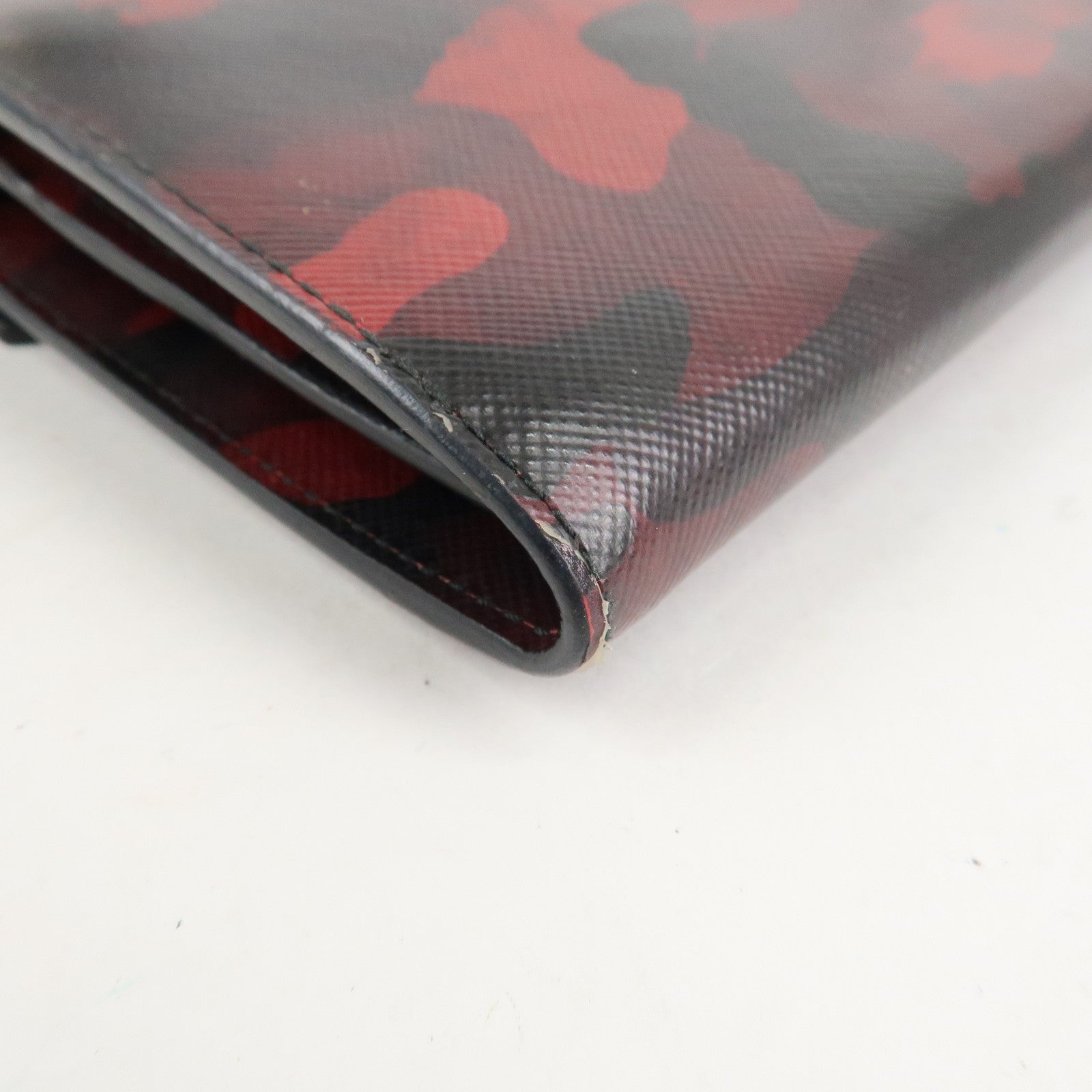 PRADA Saffiano Leather Shoulder Long Wallet Camouflage 1M1437 Used