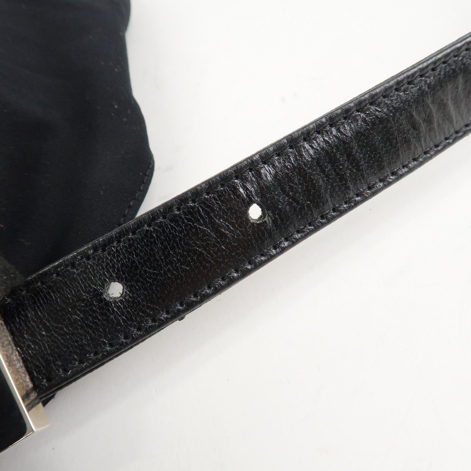 FENDI Mamma Baguette Nylon Jersey Leather Shoulder Bag Black Used