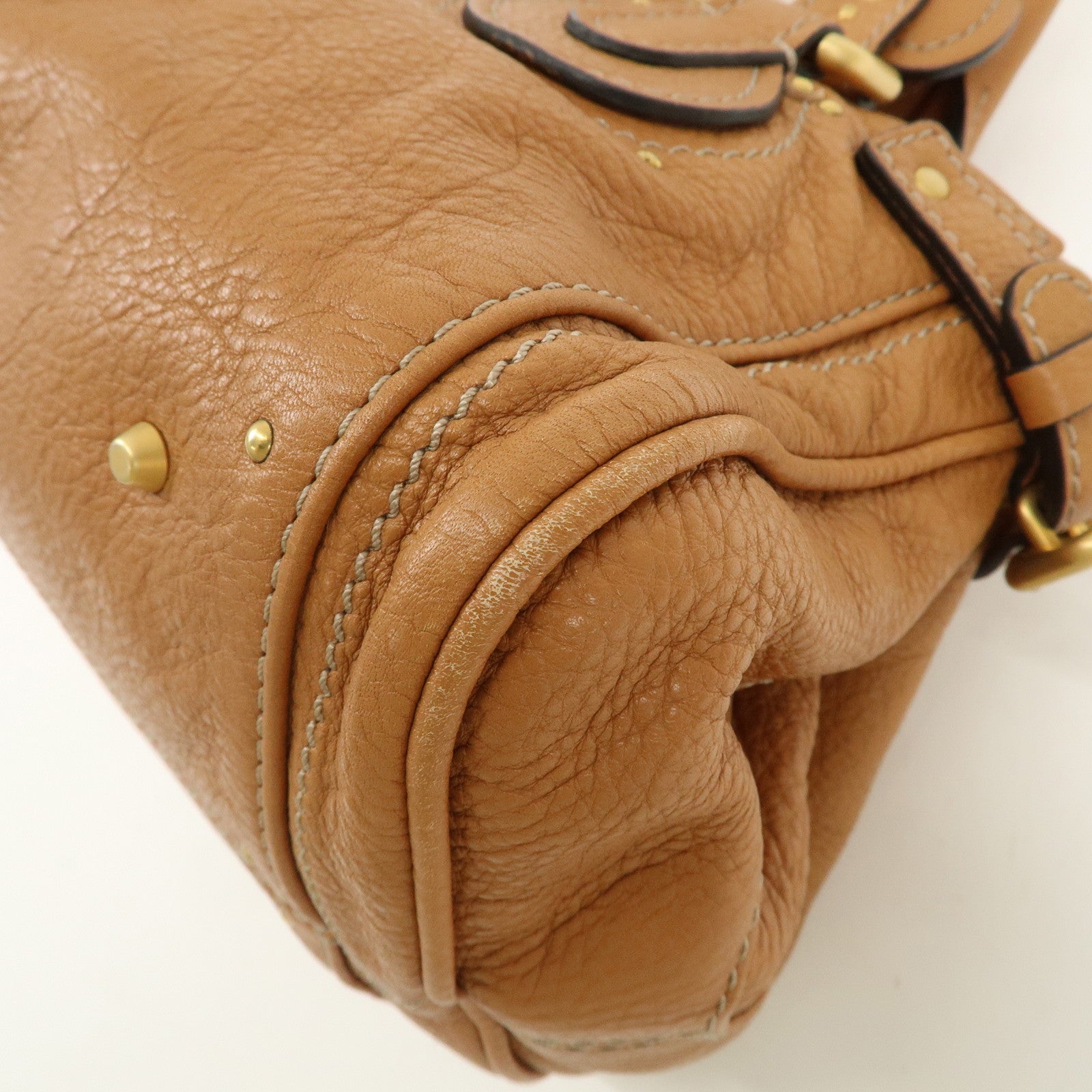 Chloe Paddington Leather Medium Hand Bag Shoulder Bag Brown Used