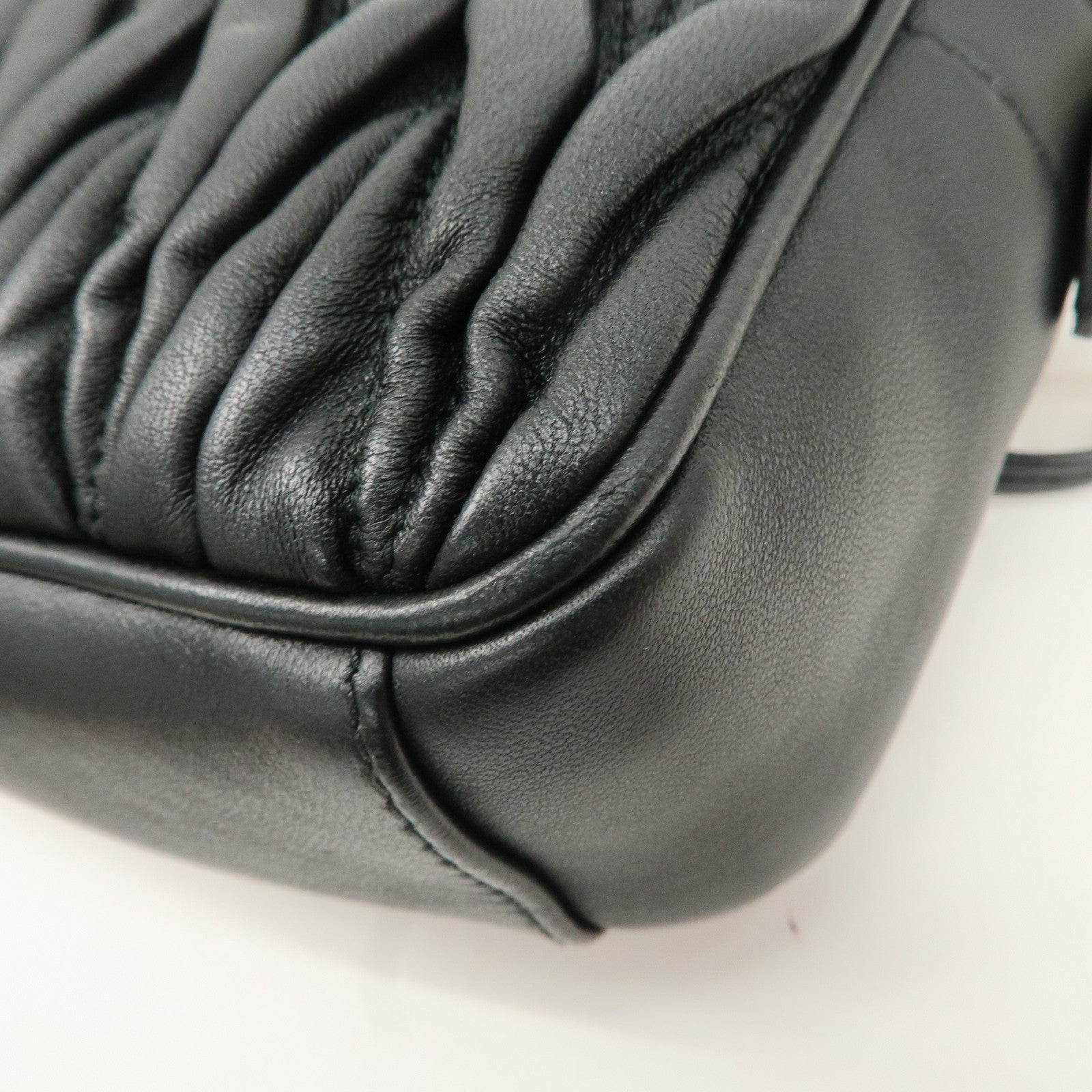 MIU MIU Matelasse Leather Chain Shoulder Bag Crossbody Bag Black Used