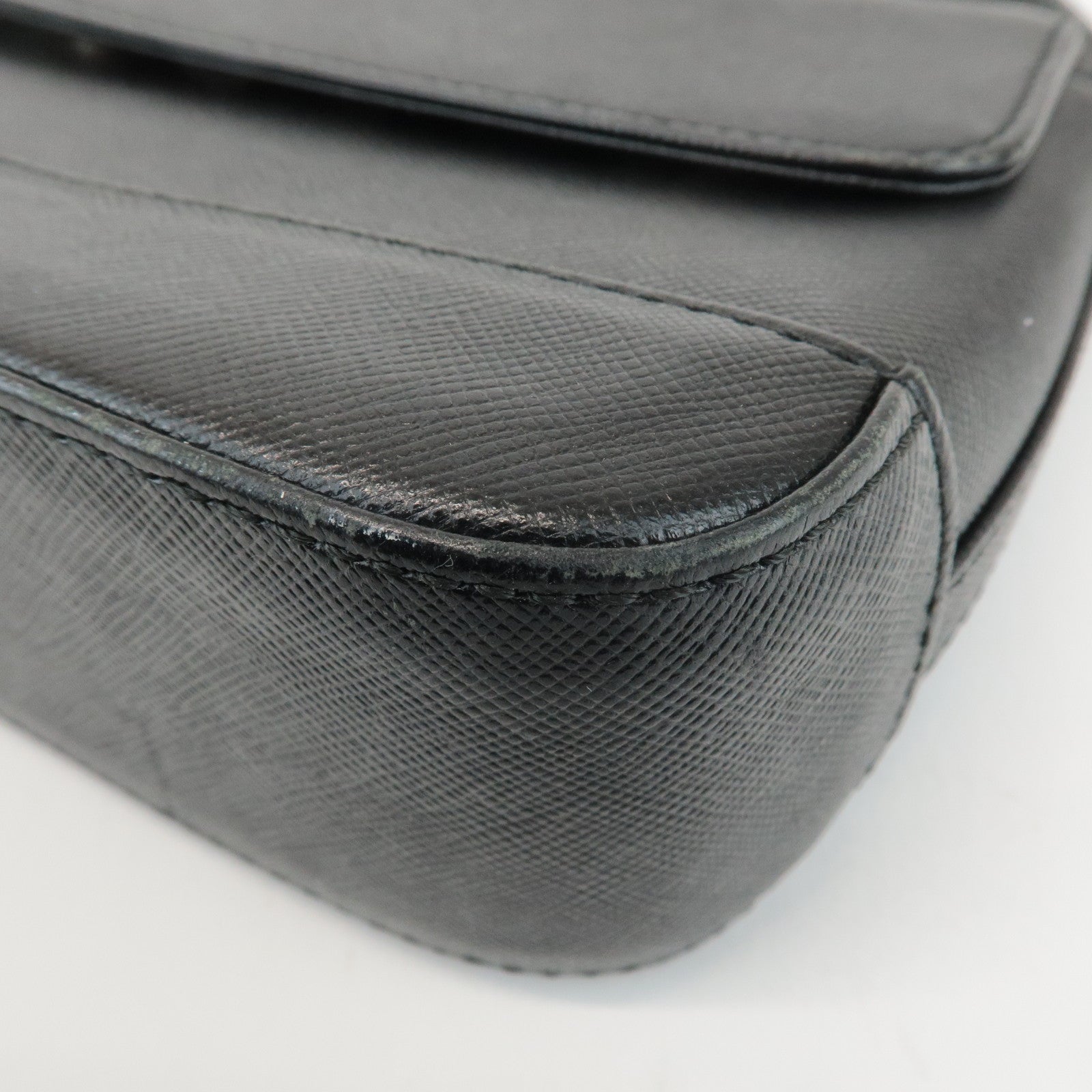 BURBERRY Leather Shoulder Bag Hand Bag Black Silver Hardware Used