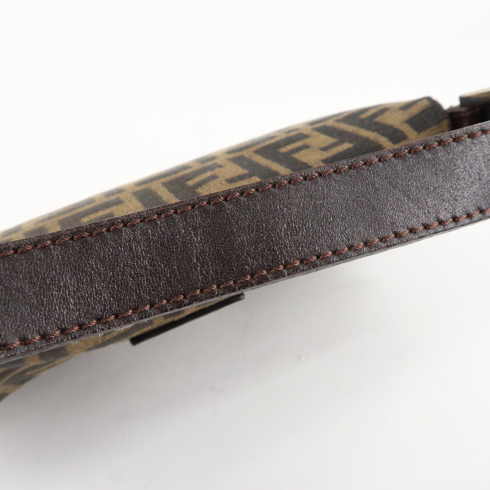 FENDI Mamma Baguette Zucca Canvas Shoulder Bag Brown Black 26424 Used