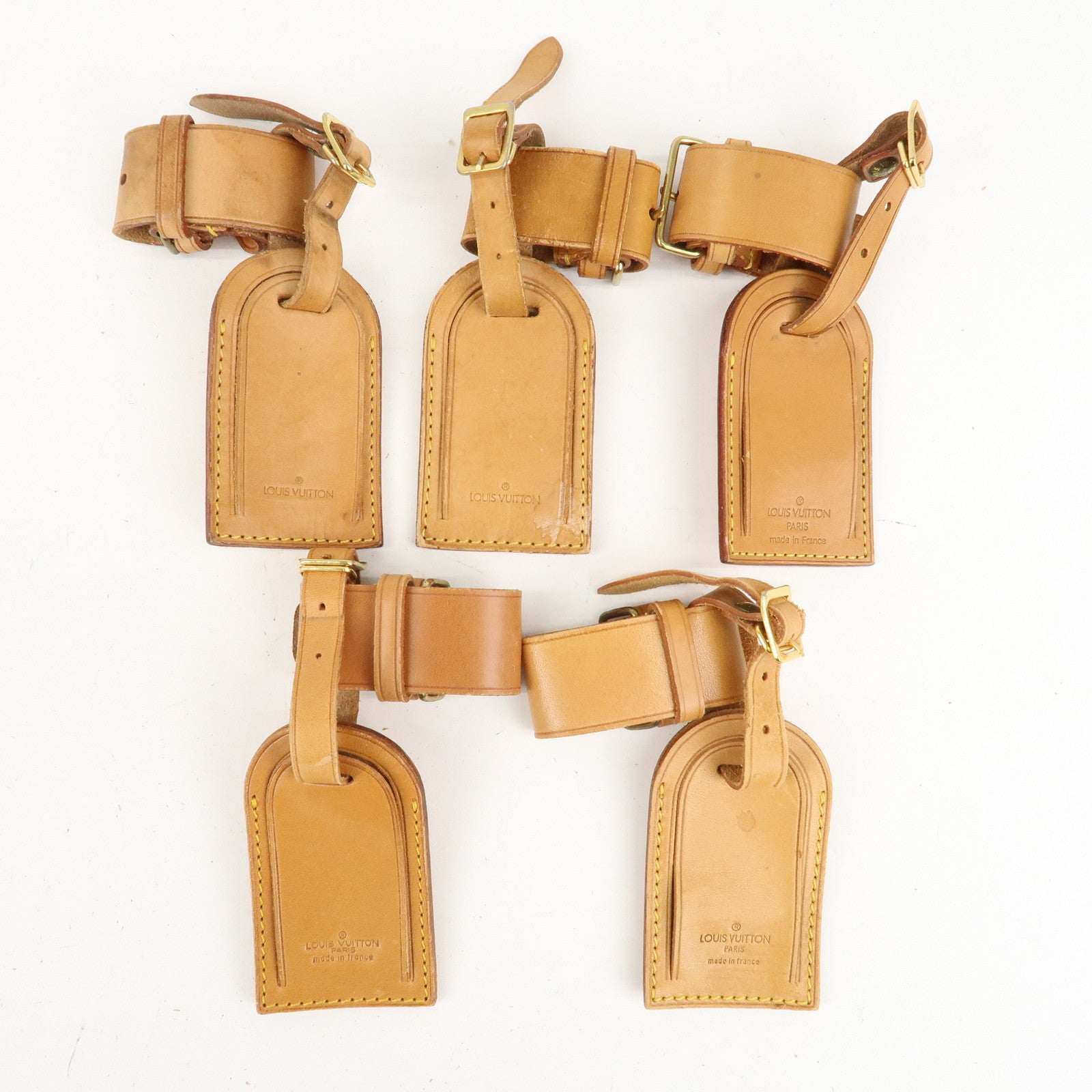 Louis Vuitton Set of 10 Leather Name Tag & Poignet Natural Used