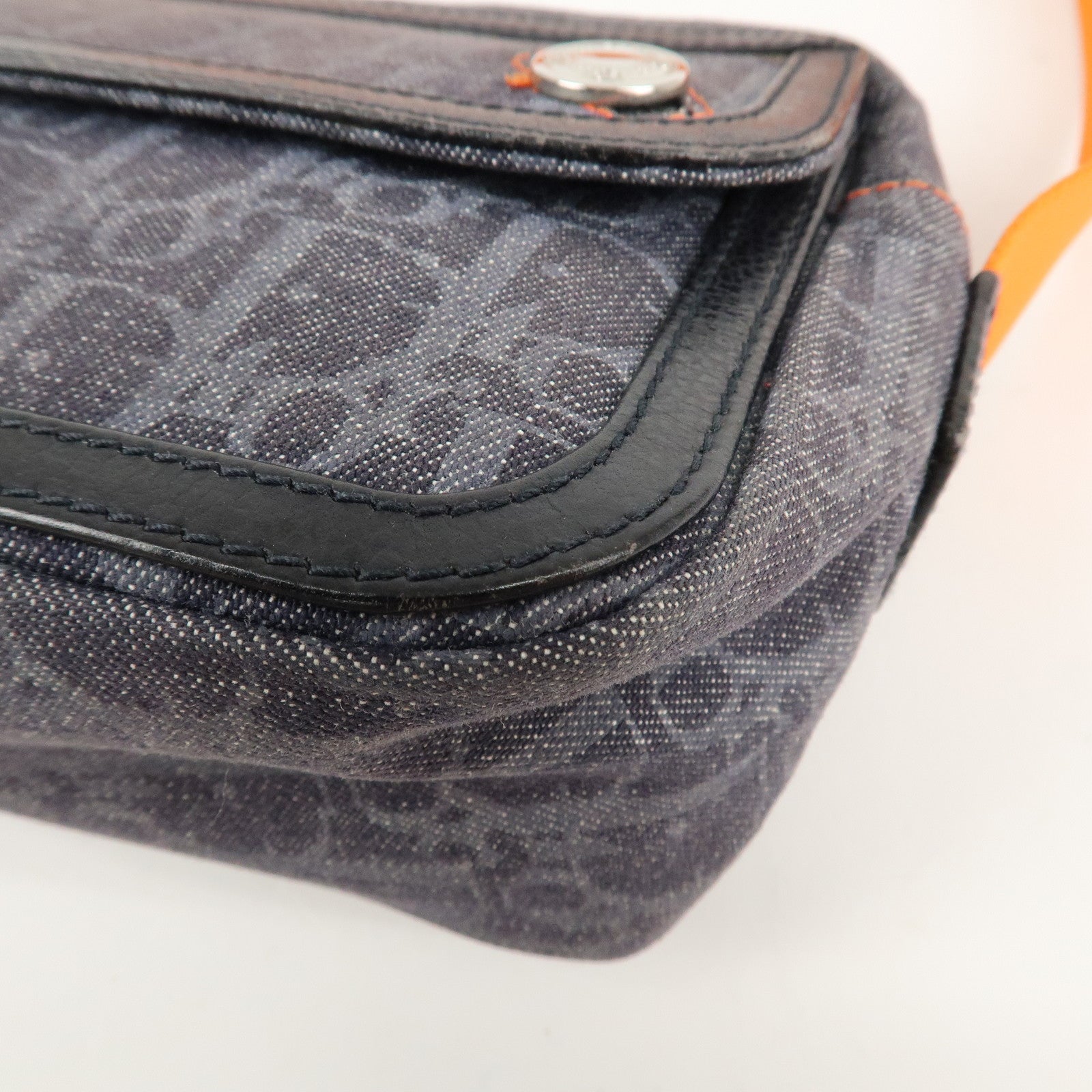 Christian Dior Trotter Flight Line Denim Leather Shoulder Bag Used