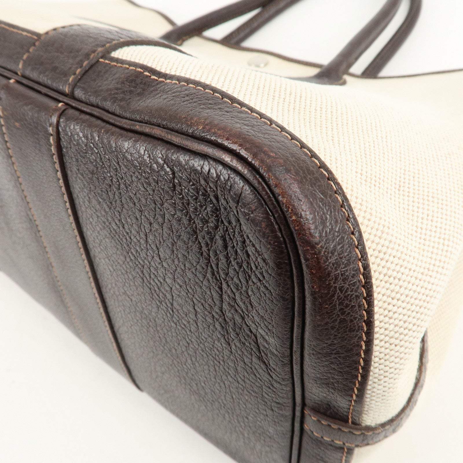 HERMES Toile Ash Leather Garden Party I Stamped (around 2005) Used