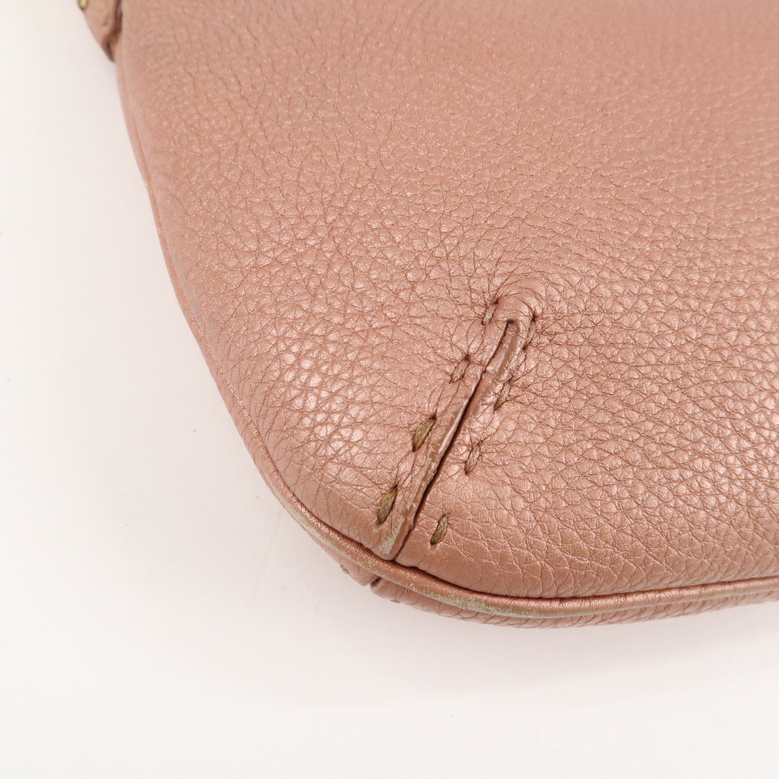 FENDI Zucca Canvas Leather Shoulder Bag Brown Black 8BT146 Used