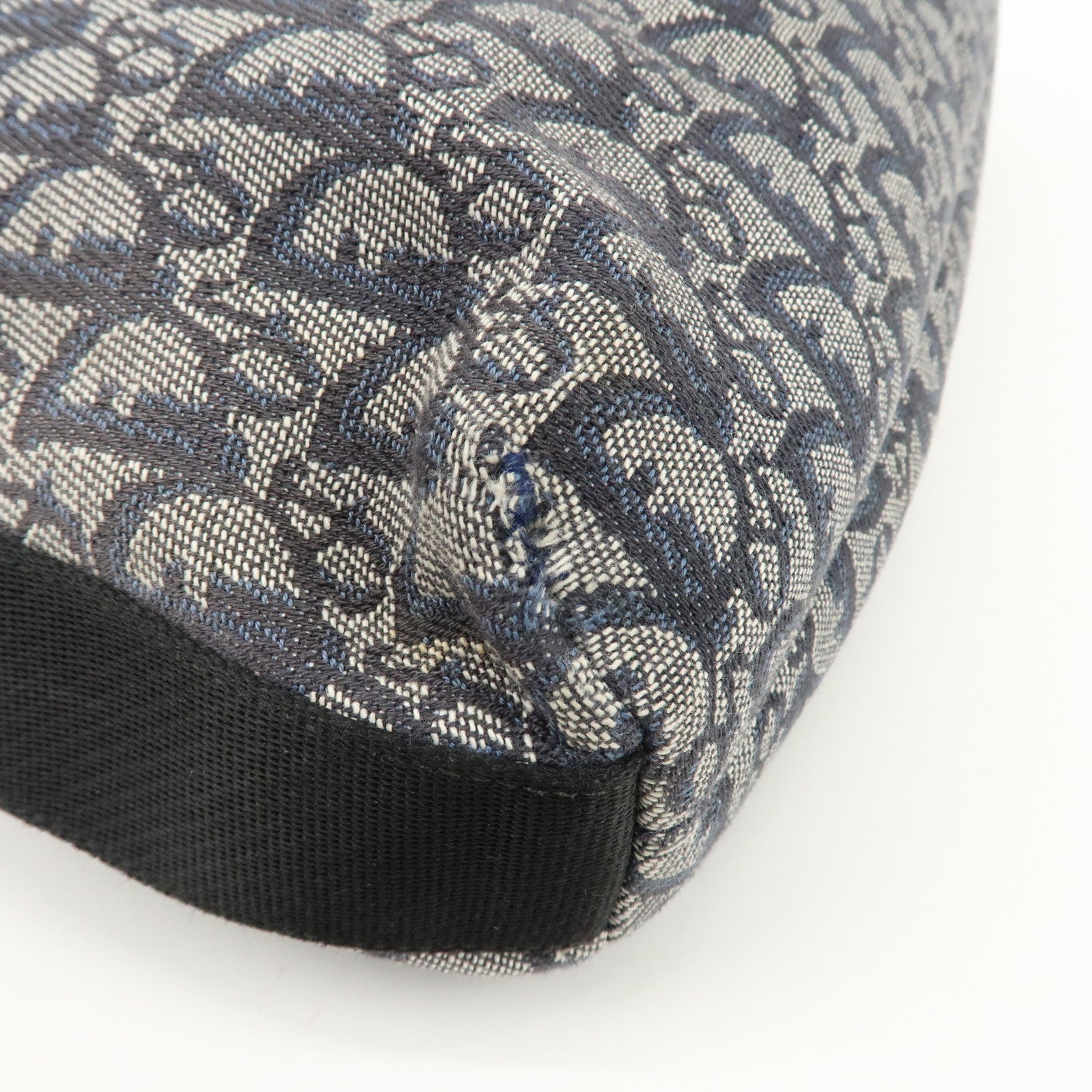 Christian Dior Trotter Canvas Leather Shoulder Bag  Navy White Used