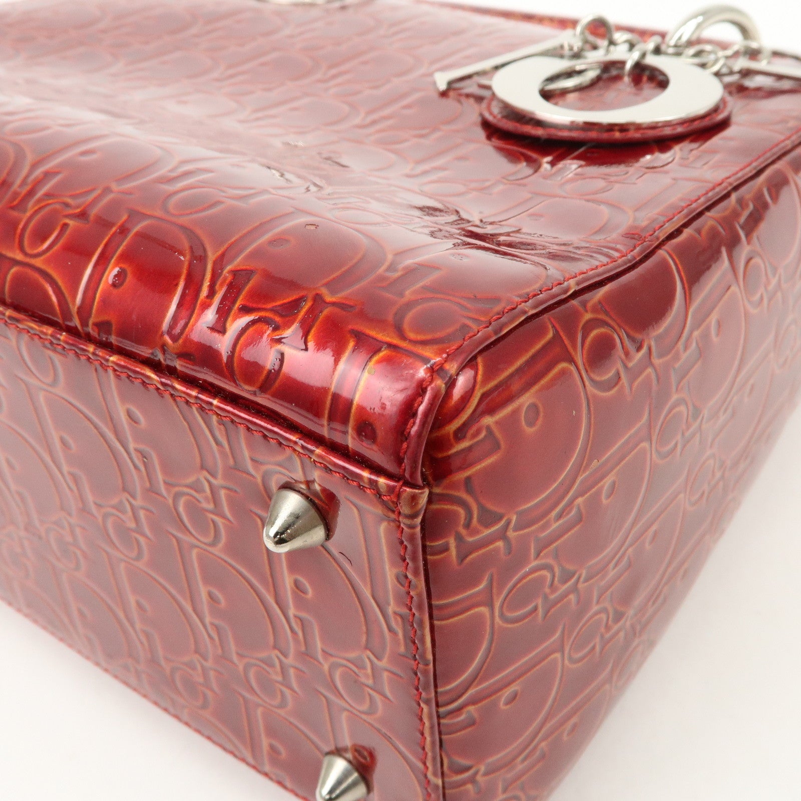 Christian Dior Trotter Lady Dior Patent Leather Hand Bag MA-0091 Used