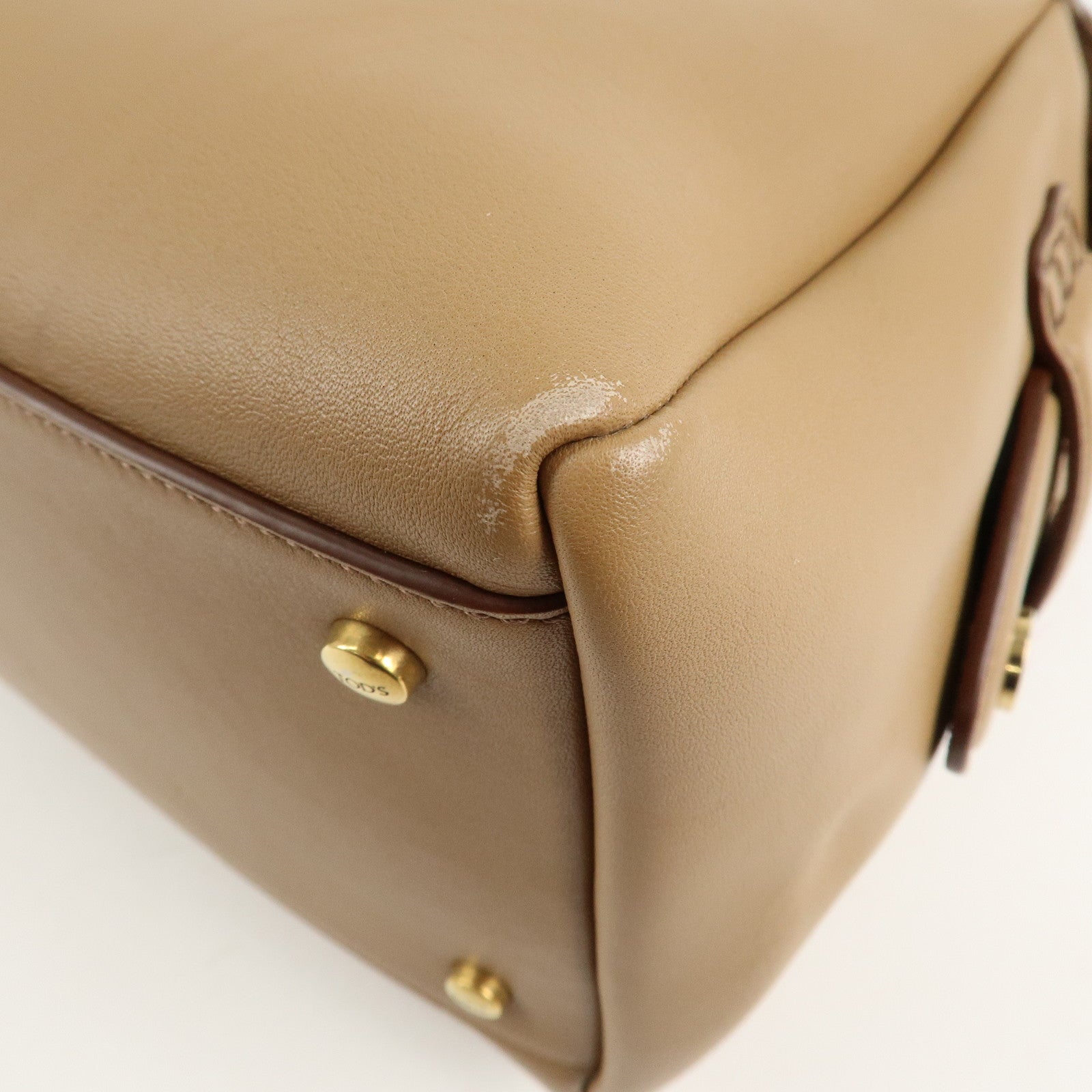 TOD'S D Styling Leather 2Way Shoulder Bag Hand Bag Beige Used