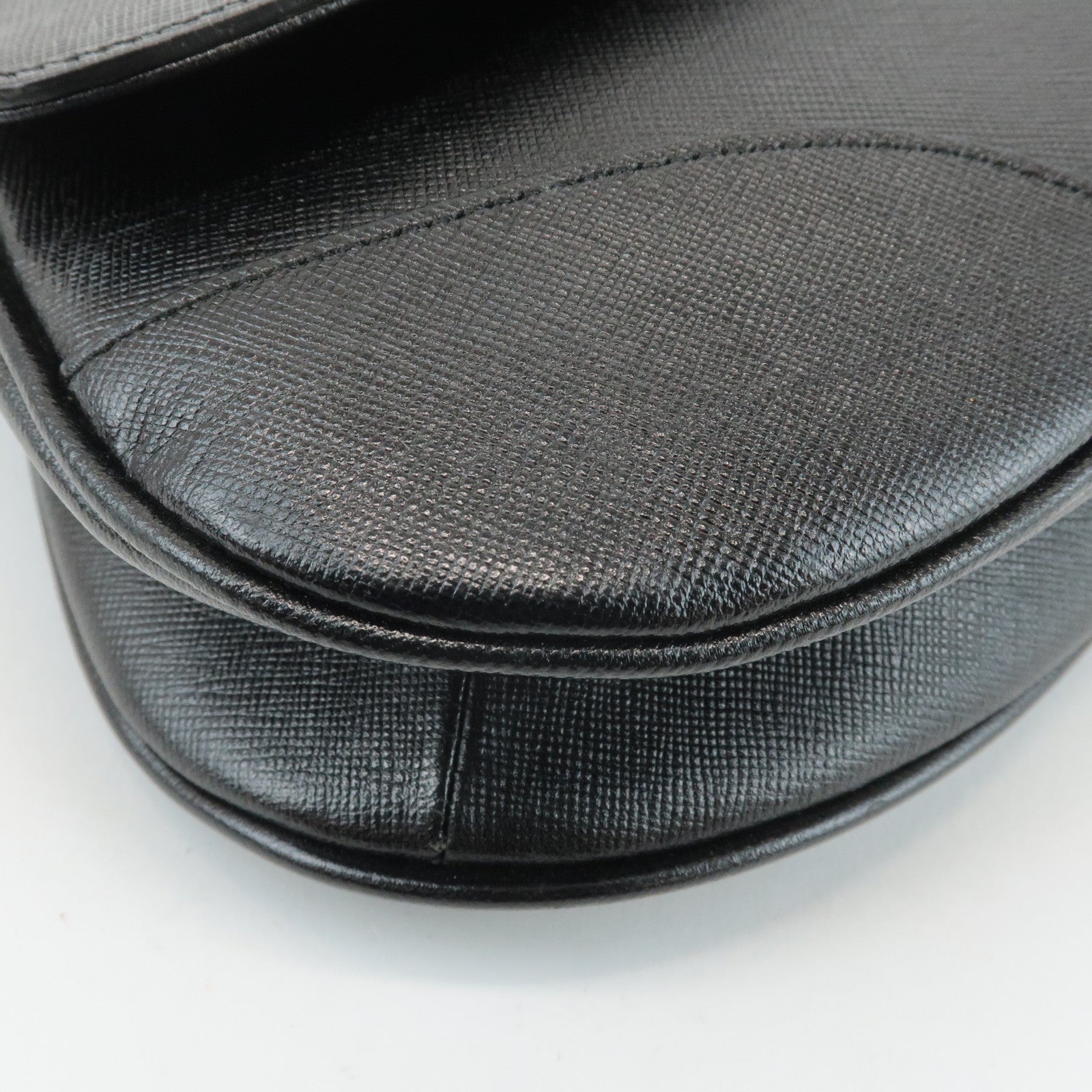 BURBERRY Leather Shoulder Bag Hand Bag Black Silver Hardware Used