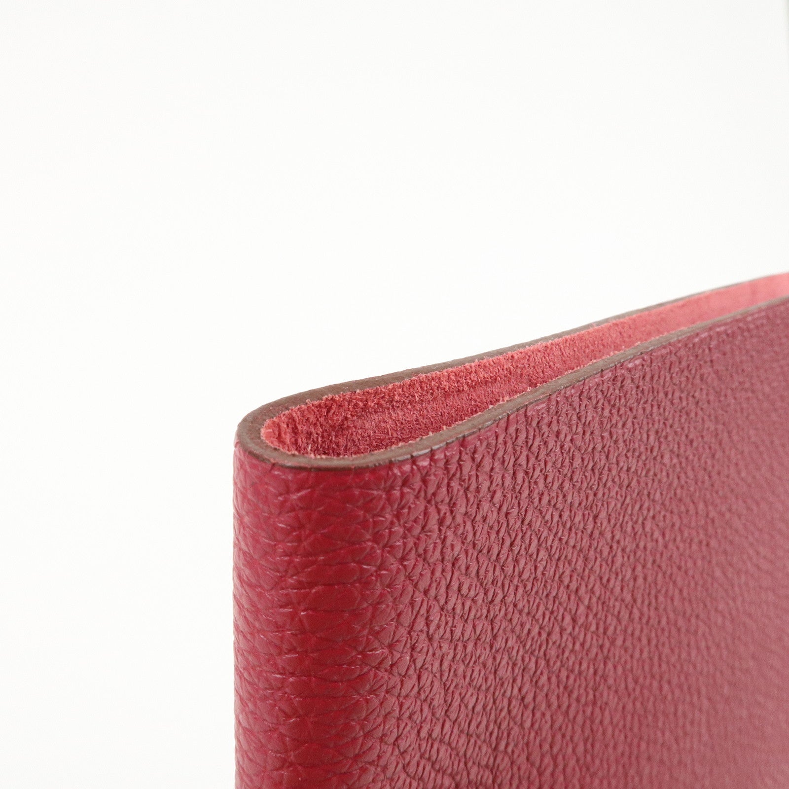 HERMES Togo Leather Ulysse MM □N Stamped Notebook Cover Ruby Used