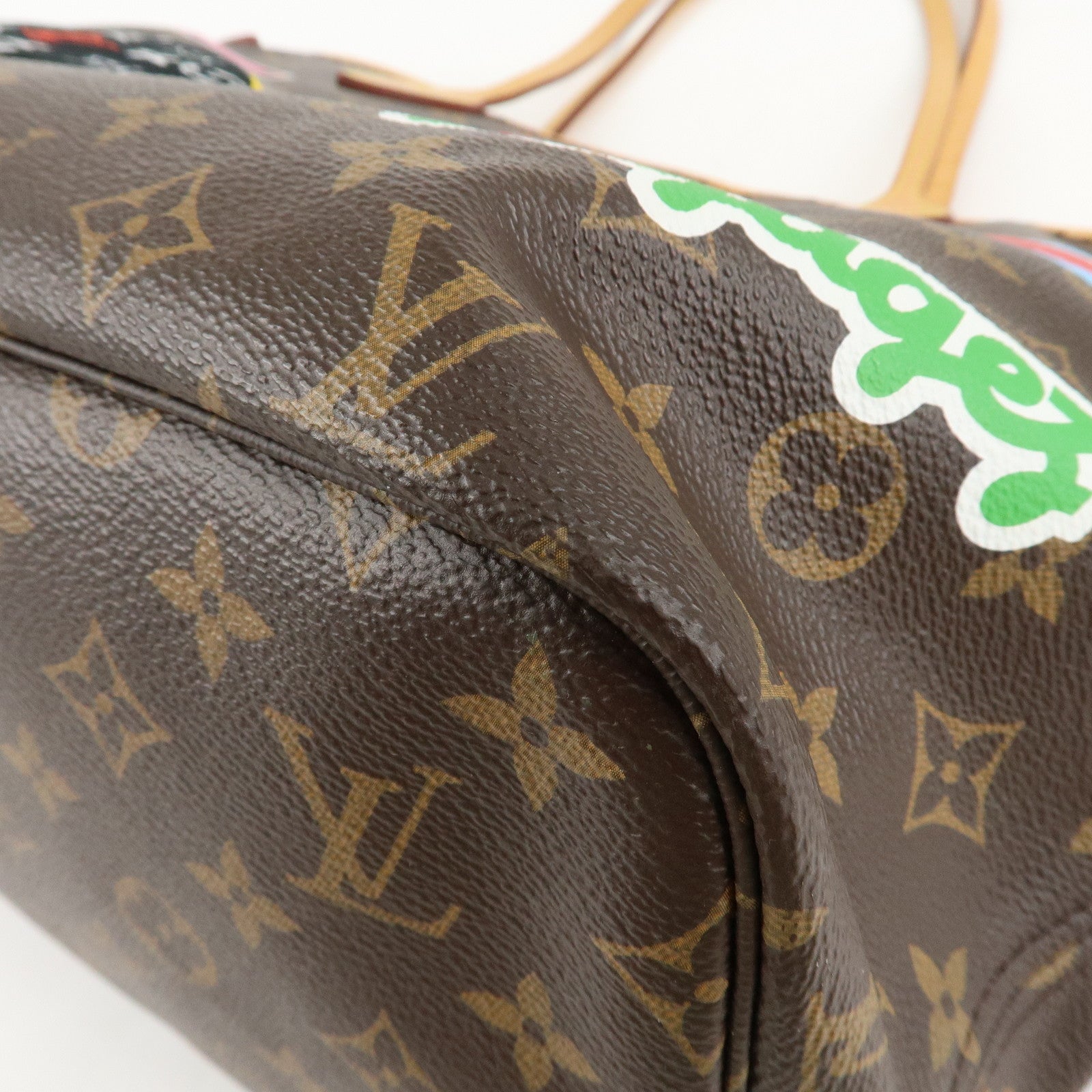 Louis Vuitton Monogram Patches Neverfull MM Tote Bag Pouch M43988 Used