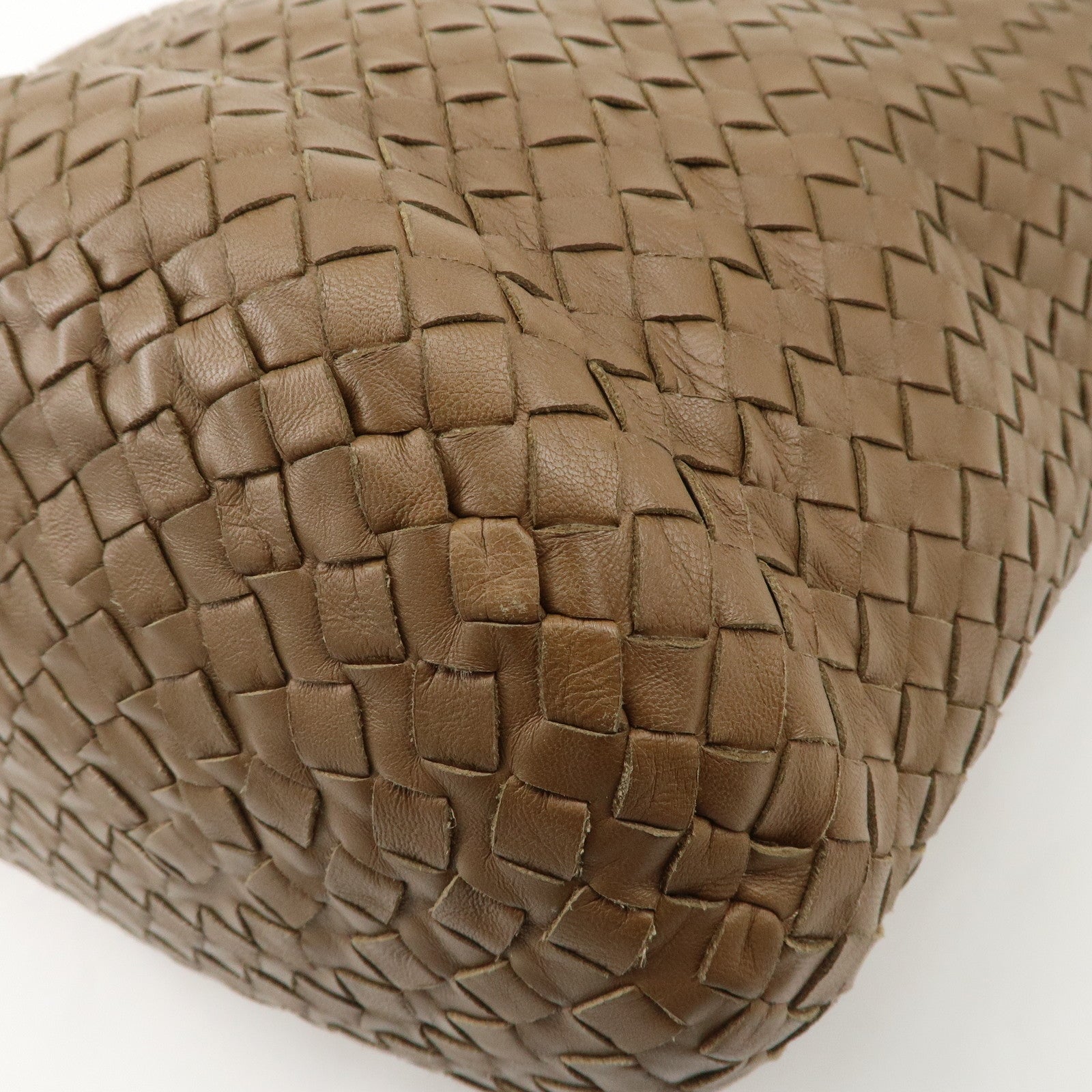 BOTTEGA VENETA Intrecciato Leather Shoulder Bag Brown Used