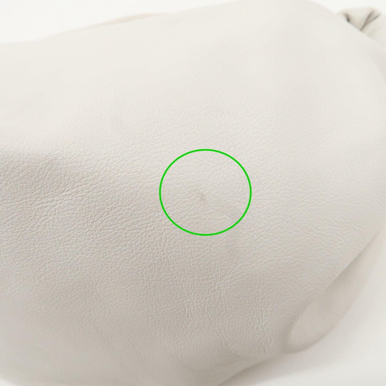 BOTTEGA VENETA Leather Double Knots Hand Bag White 629635 Used