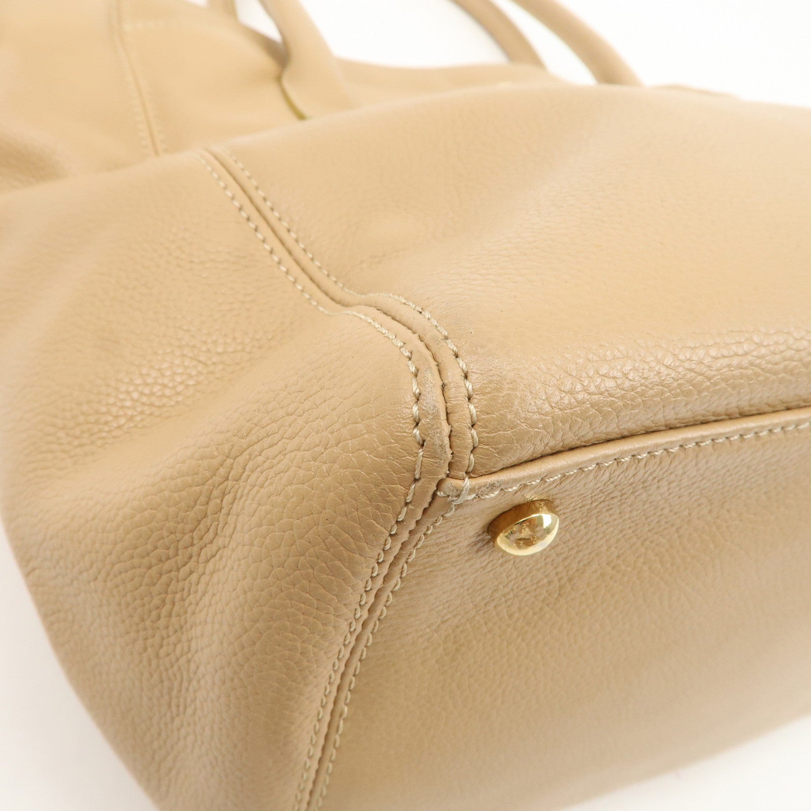 CHANEL COCO Mark Leather Executive Tote Bag Shoulder Bag Beige Used