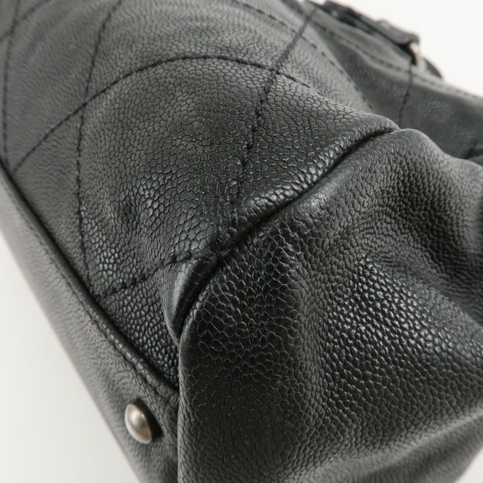 CHANEL Matelasse Caviar Skin Boston Bag Hand Bag Black A33046 Used
