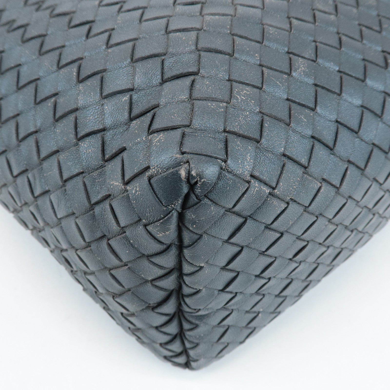 BOTTEGA VENETA Intrecciato Leather Shoulder Bag Gray 181347 Used