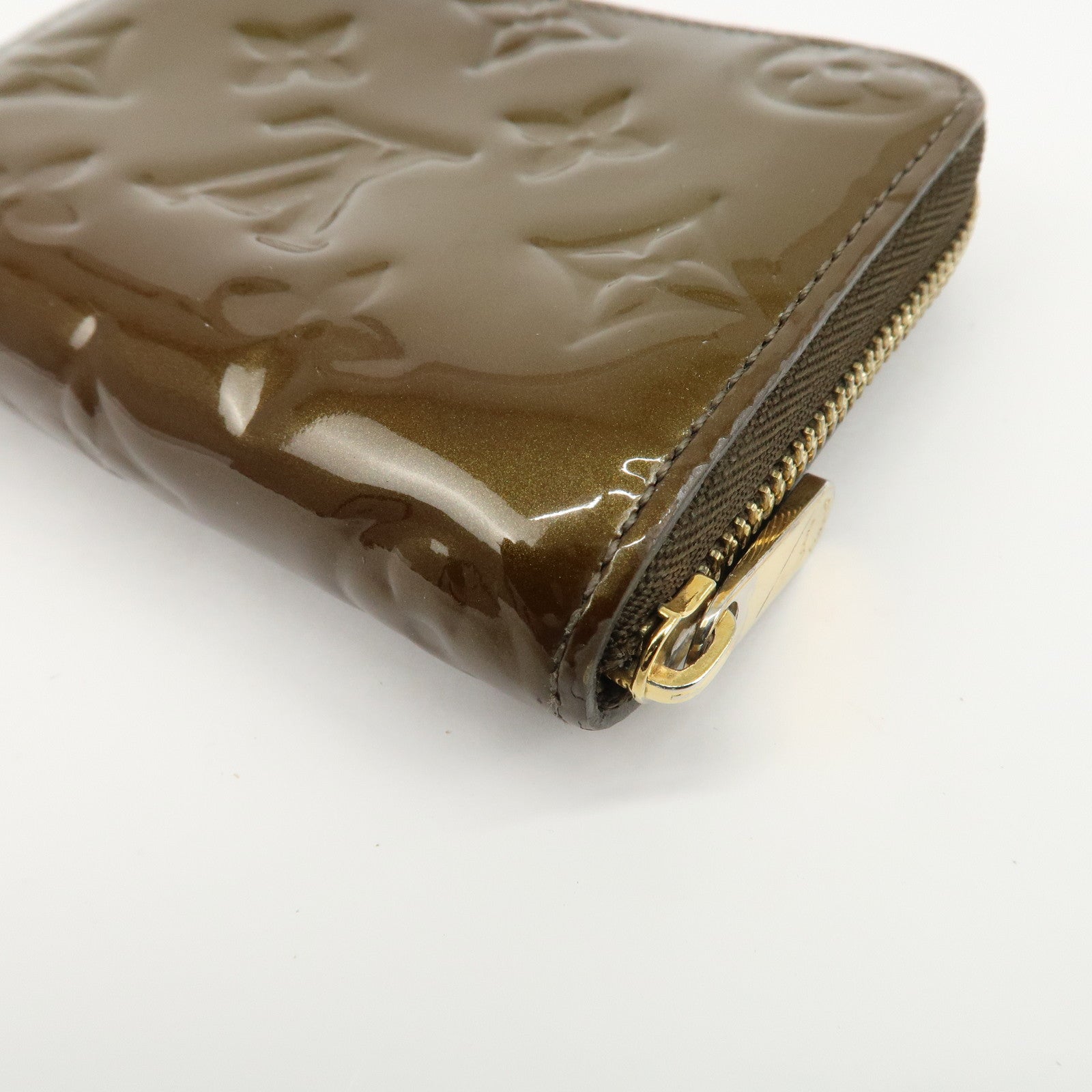 Louis Vuitton Monogram Vernis Zippy Coin Case Purse Veil Bronze Used