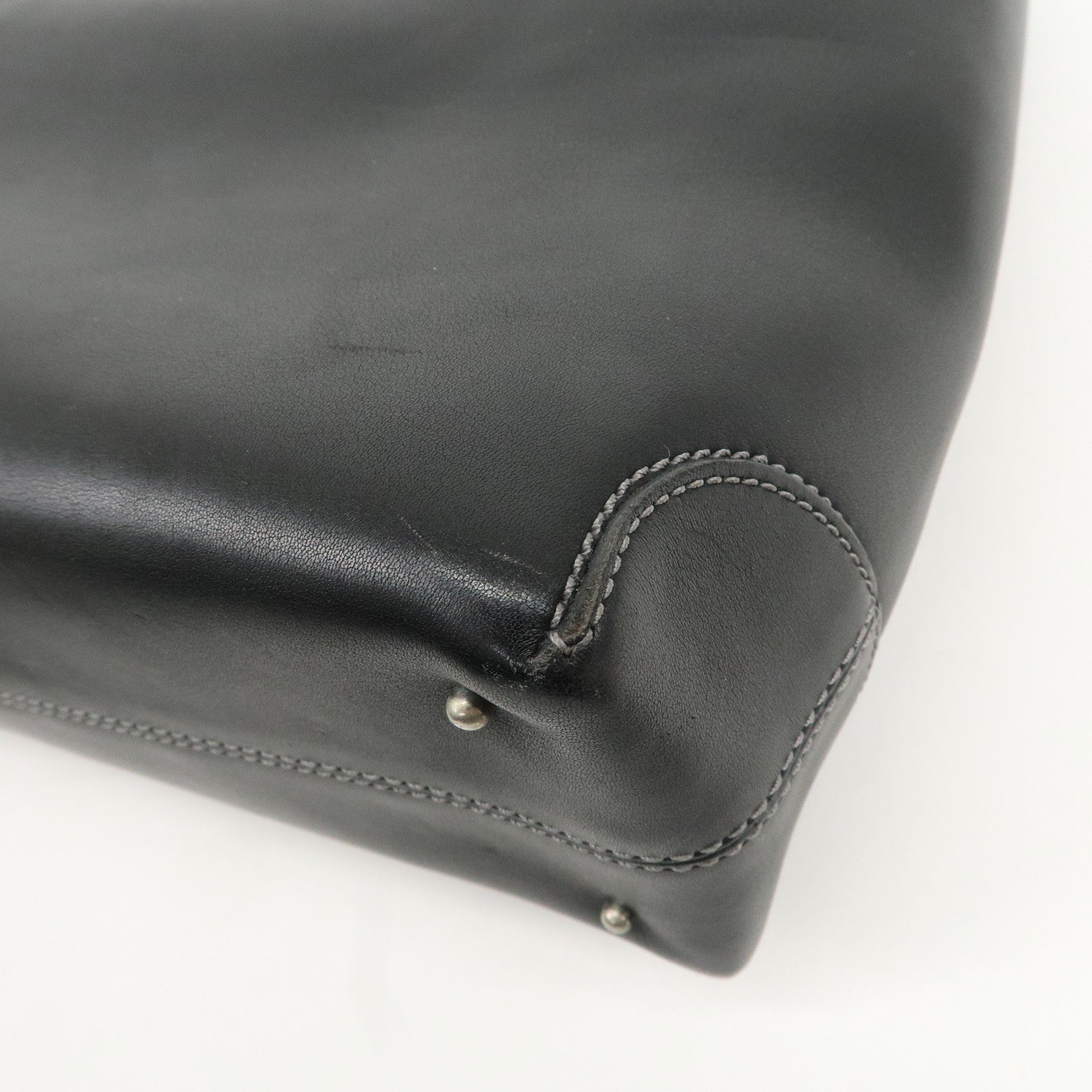 TOD'S Leather Tote Bag Shoulder Bag Hand Bag Black Used