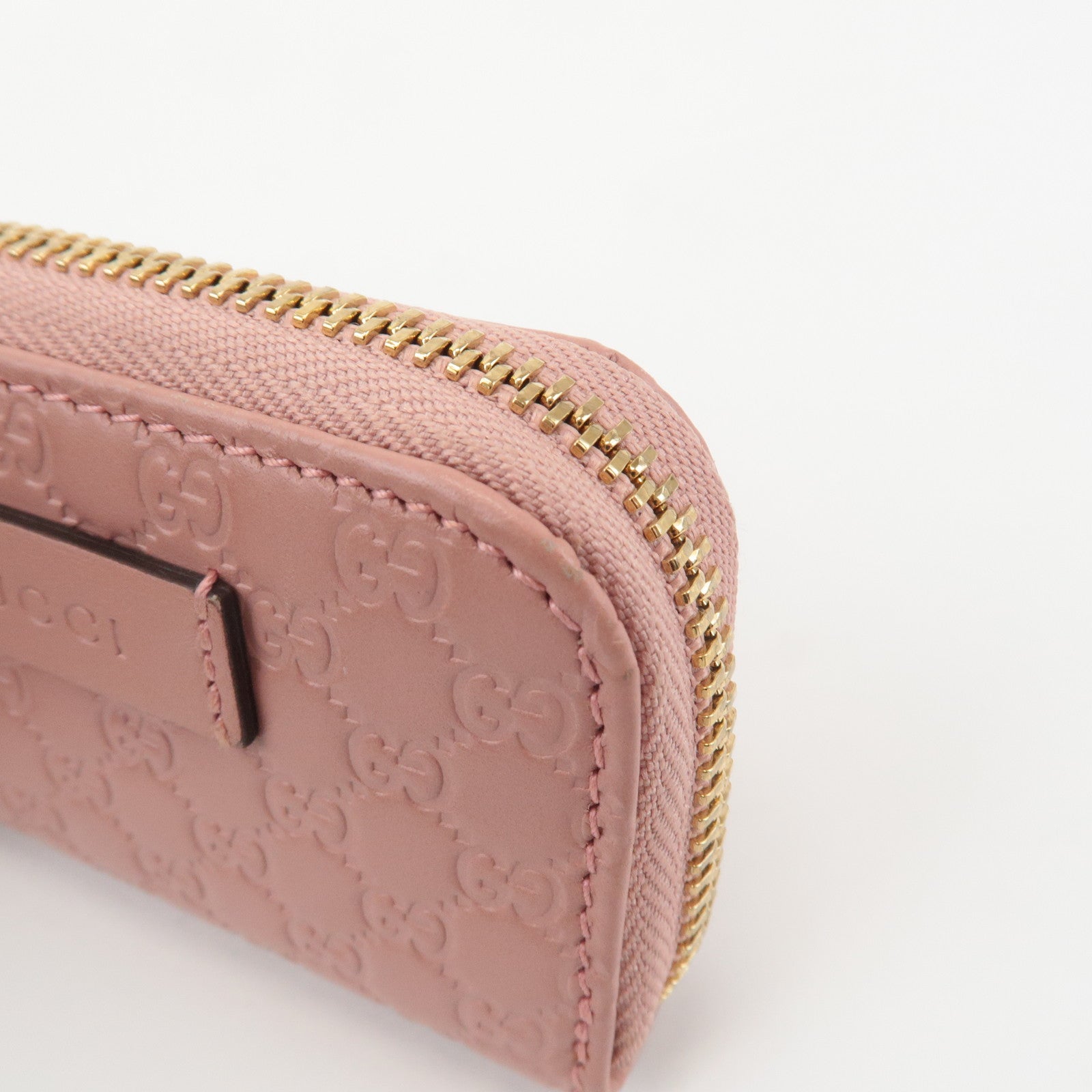 GUCCI Micro Guccissima Leather Mini Coin Case Pink 449896 Used