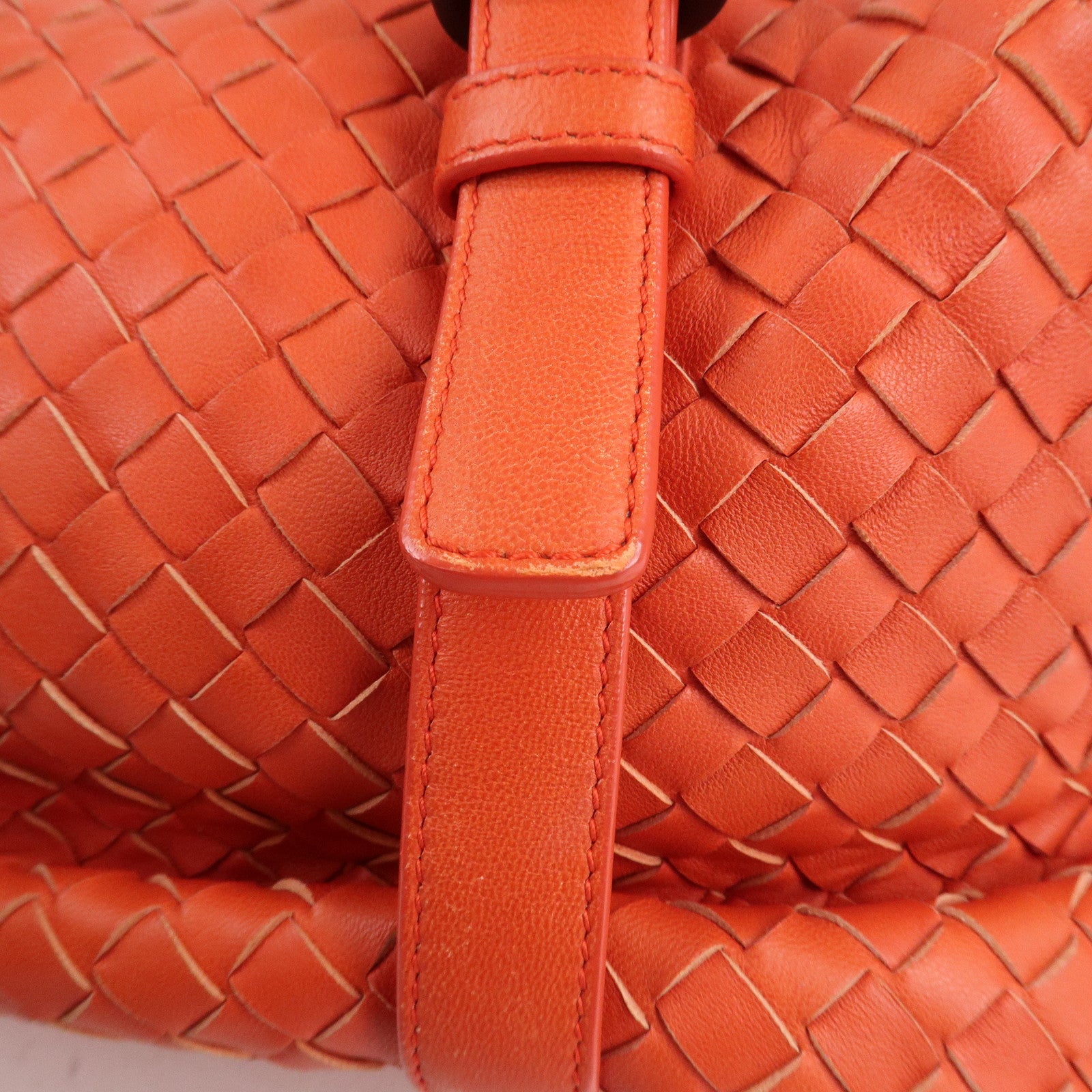 BOTTEGA VENETA Intrecciato Leather Boston Montaigne Bag Orange Used