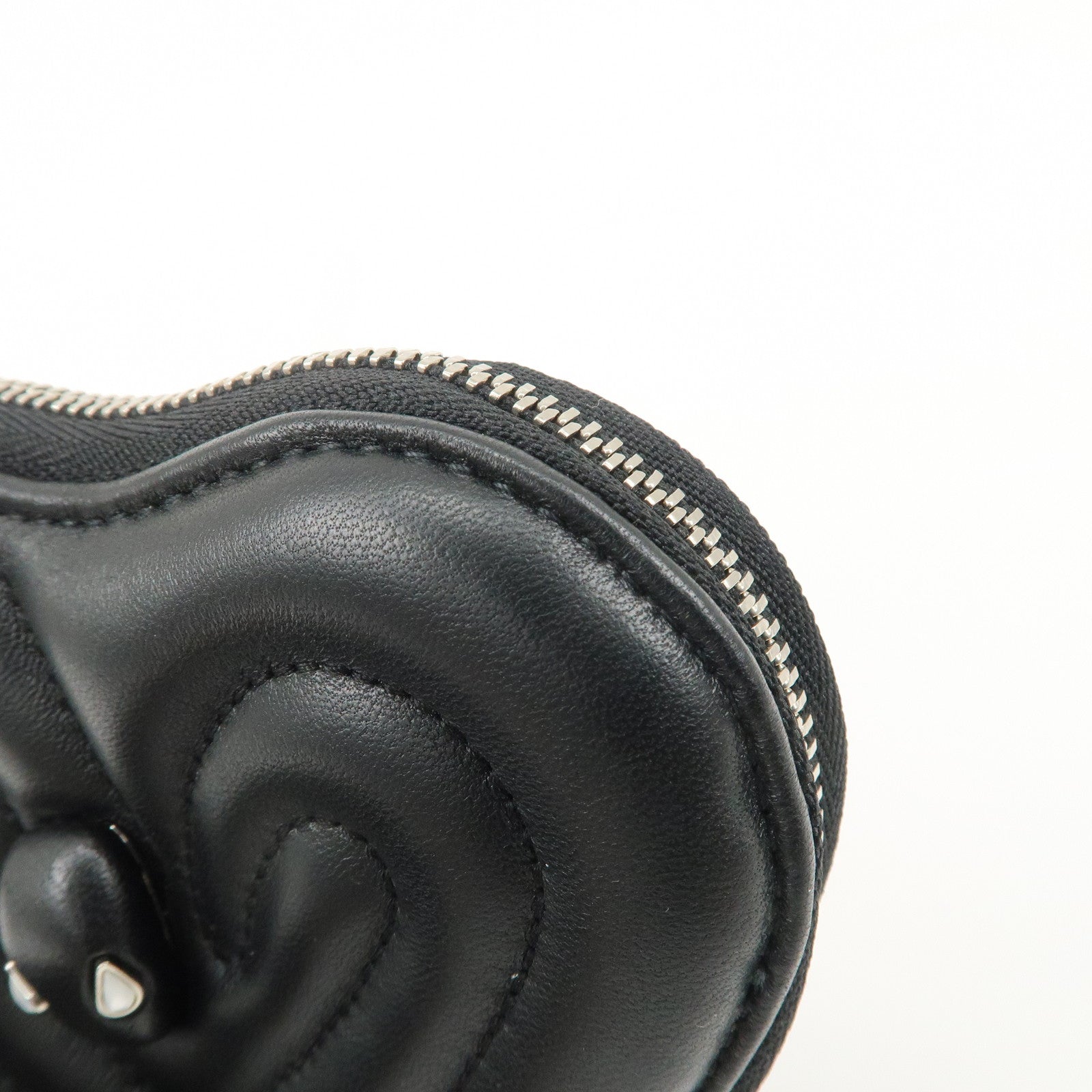 BVLGARI Leather AMBUSH Serpenti Heart Zipper Coin Case Black Used