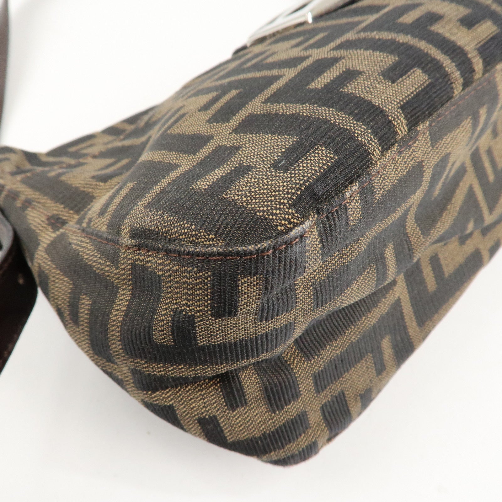 FENDI Zucca Canvas Leather Shoulder Bag Brown Black 26566 Used