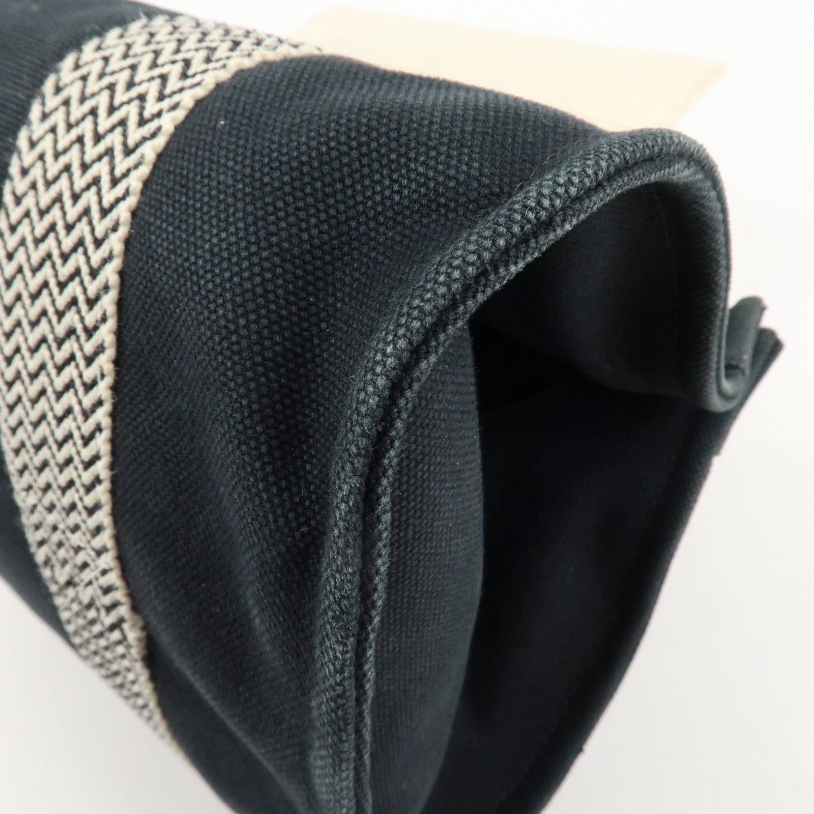 HERMES Canvas Cannes PM Tote Hand Bag Black Used
