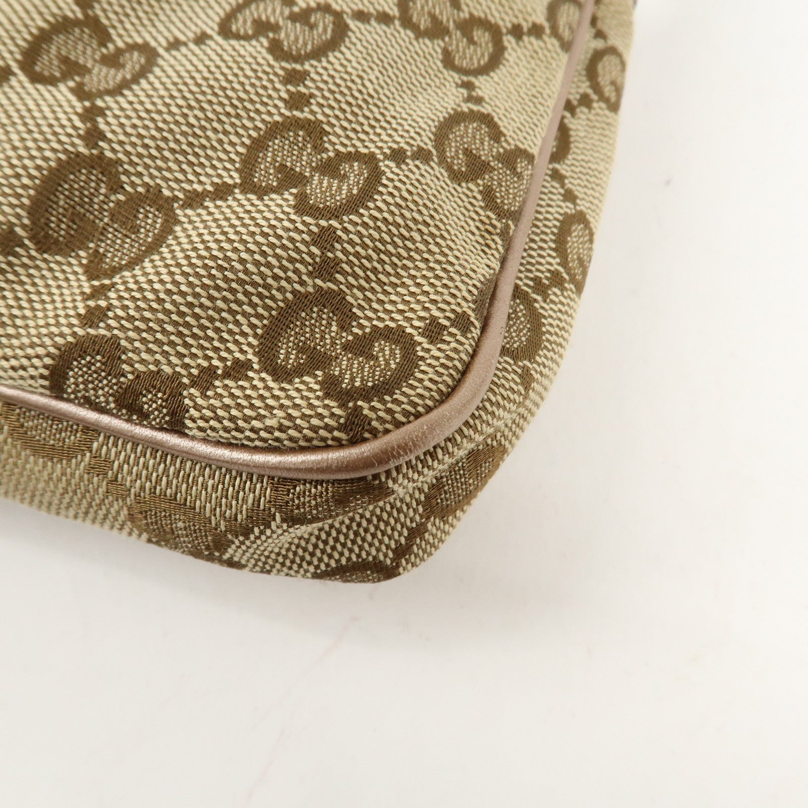 GUCCI Lovely GG Canvas Leather Shoulder Bag Beige Pink 256899 Used