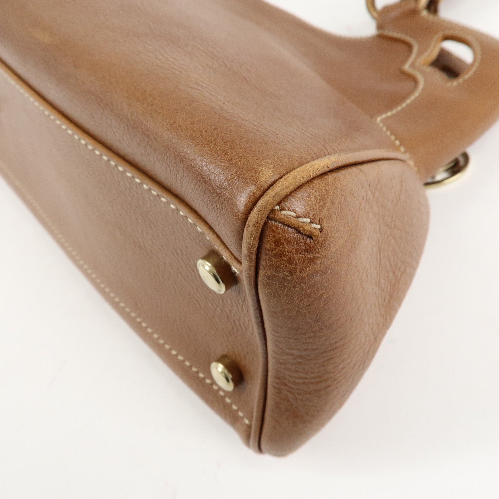 Cartier Marcello Du Cartier Leather Tote Bag Hand Bag Brown Used